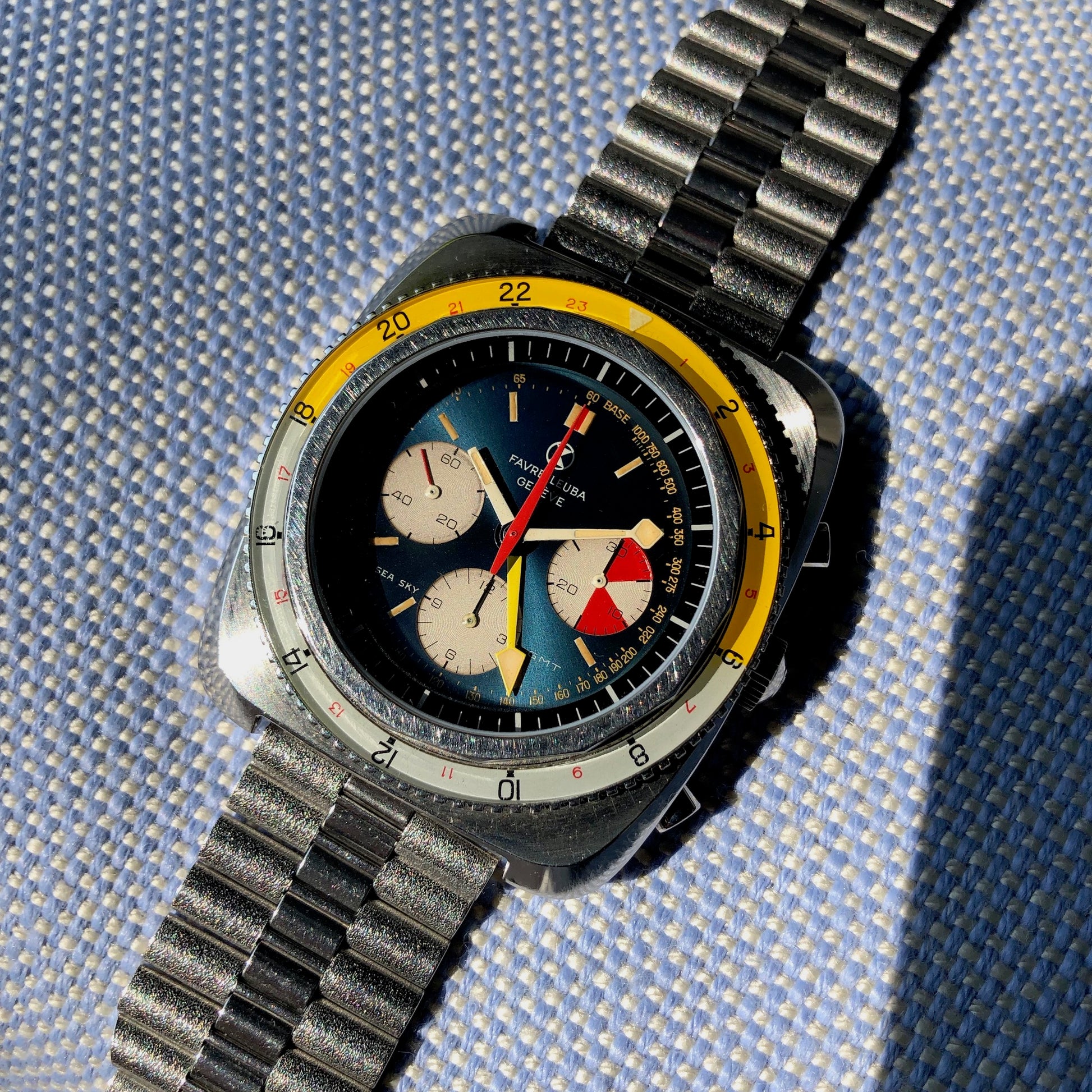 Vintage Favre Leuba Sea Sky GMT 33053 Valjoux 724 Chronograph Wristwatch - Hashtag Watch Company