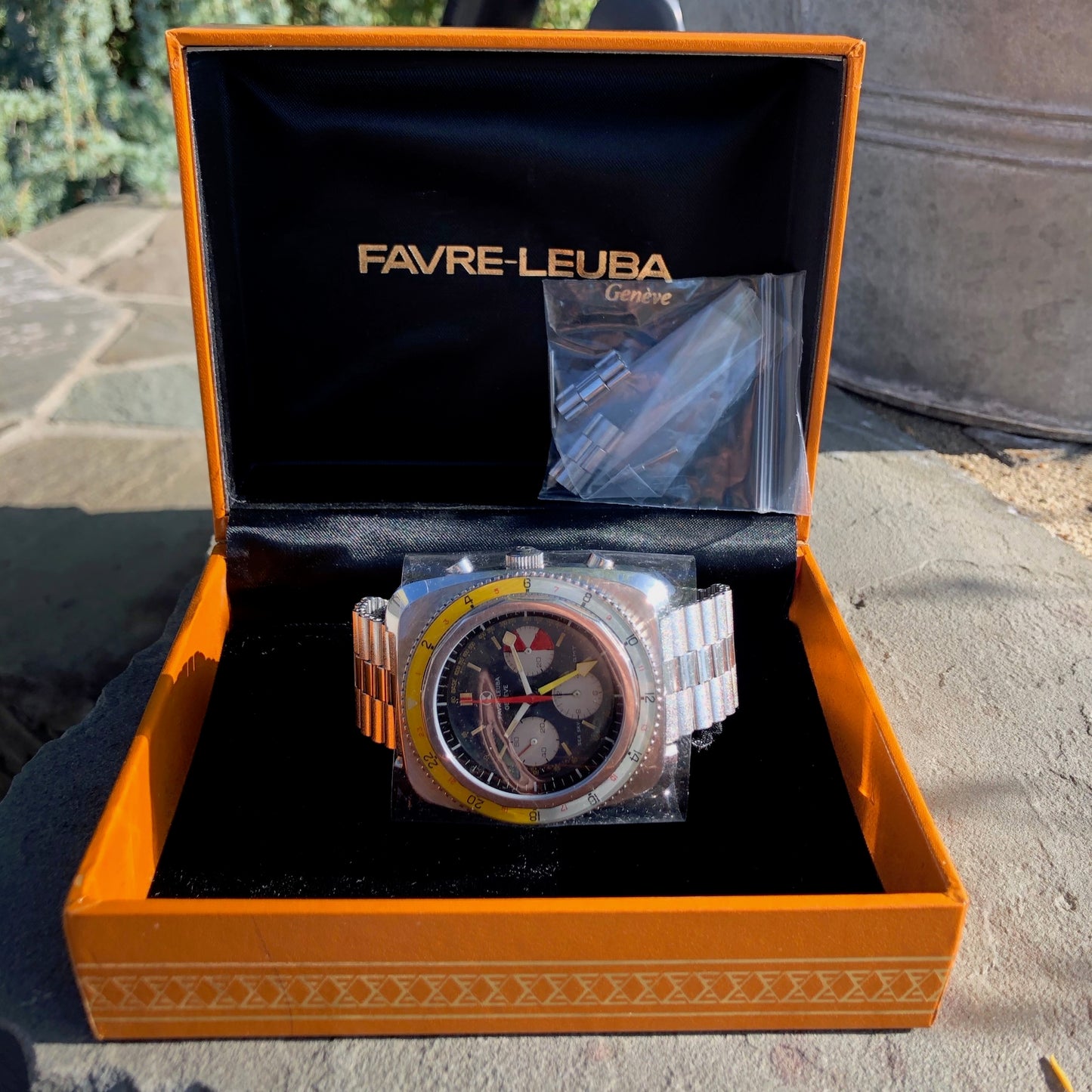 Vintage Favre Leuba Sea Sky GMT 33053 Valjoux 724 Chronograph Wristwatch - Hashtag Watch Company