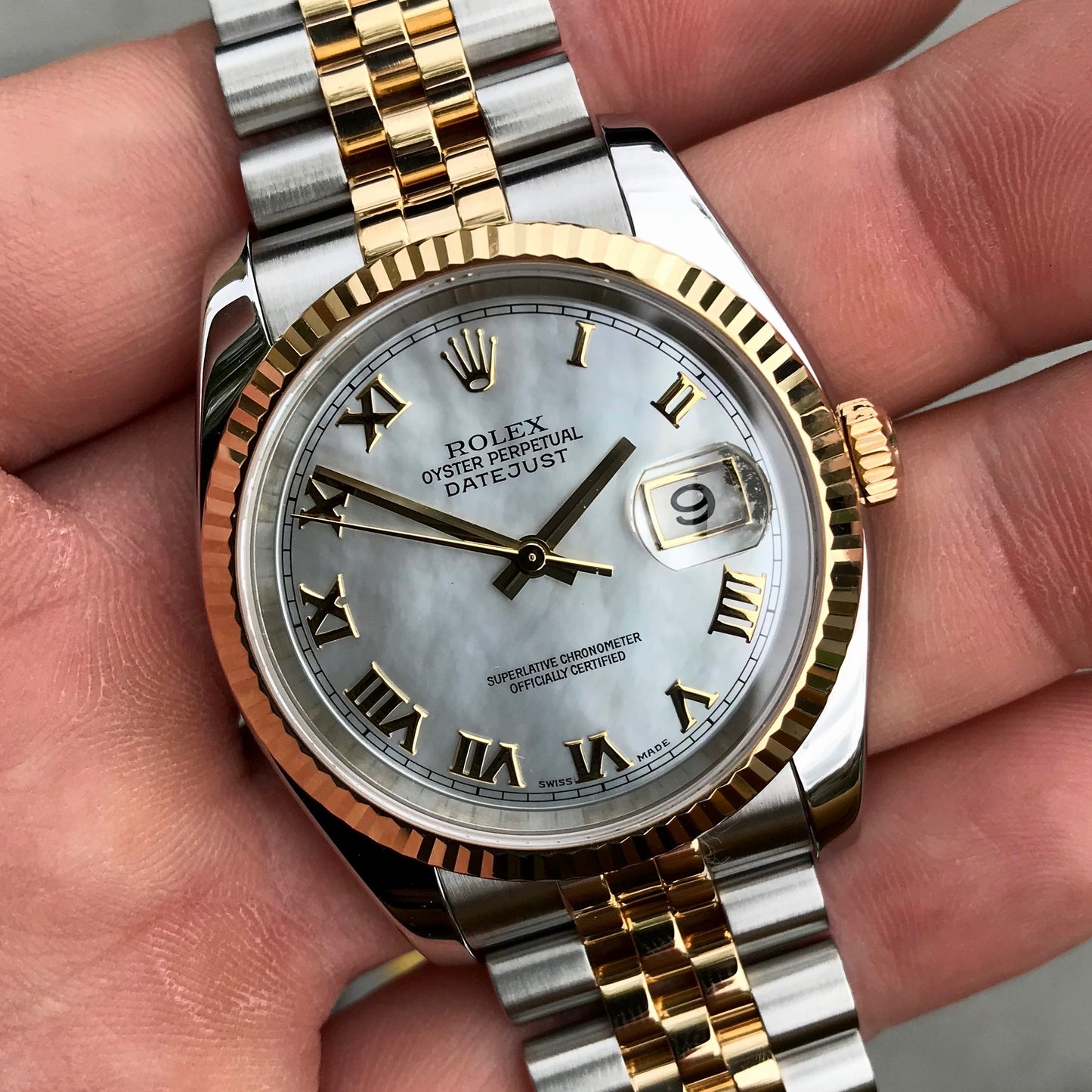 Rolex Datejust 116233 Two Tone Steel Gold Roman MOP Automatic Wristwatch - Hashtag Watch Company