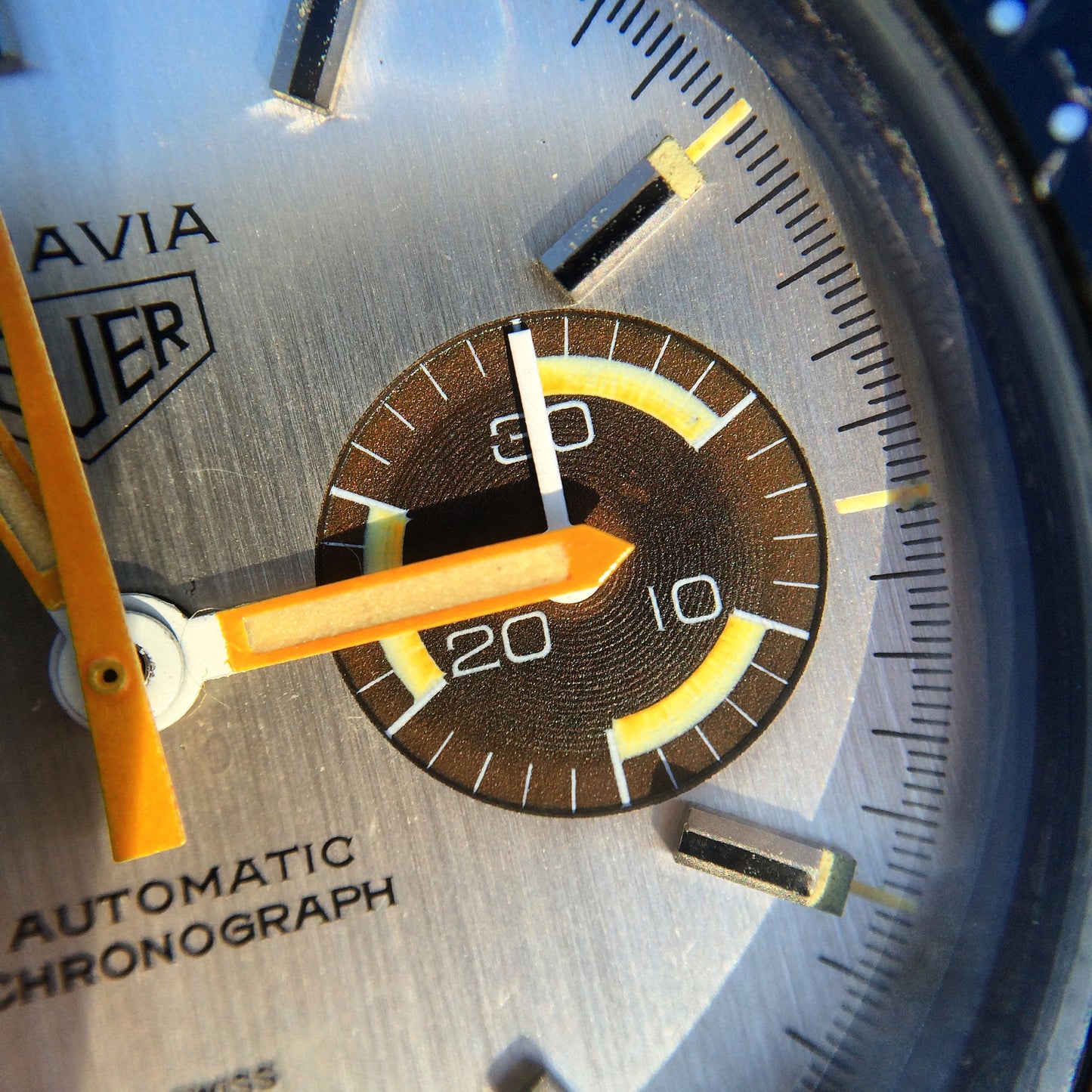 Vintage Heuer Autavia Silver 11630 Chronograph Tropical Cal. 12 Automatic Wristwatch - Hashtag Watch Company