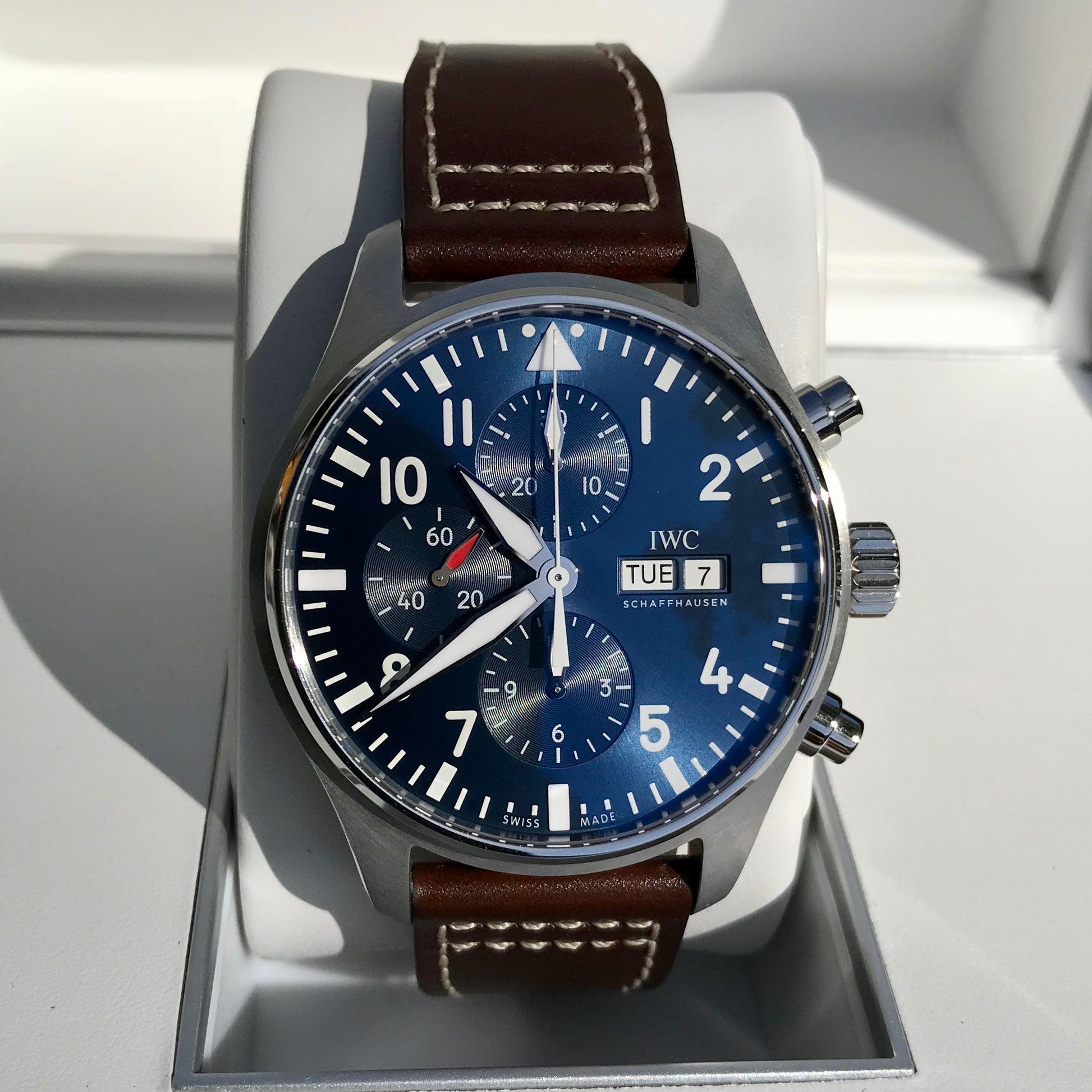 IWC Pilot IW377714 LePetit Prince Automatic Chronograph Day Date 43mm Midnight Blue Wristwatch Box Papers - Hashtag Watch Company