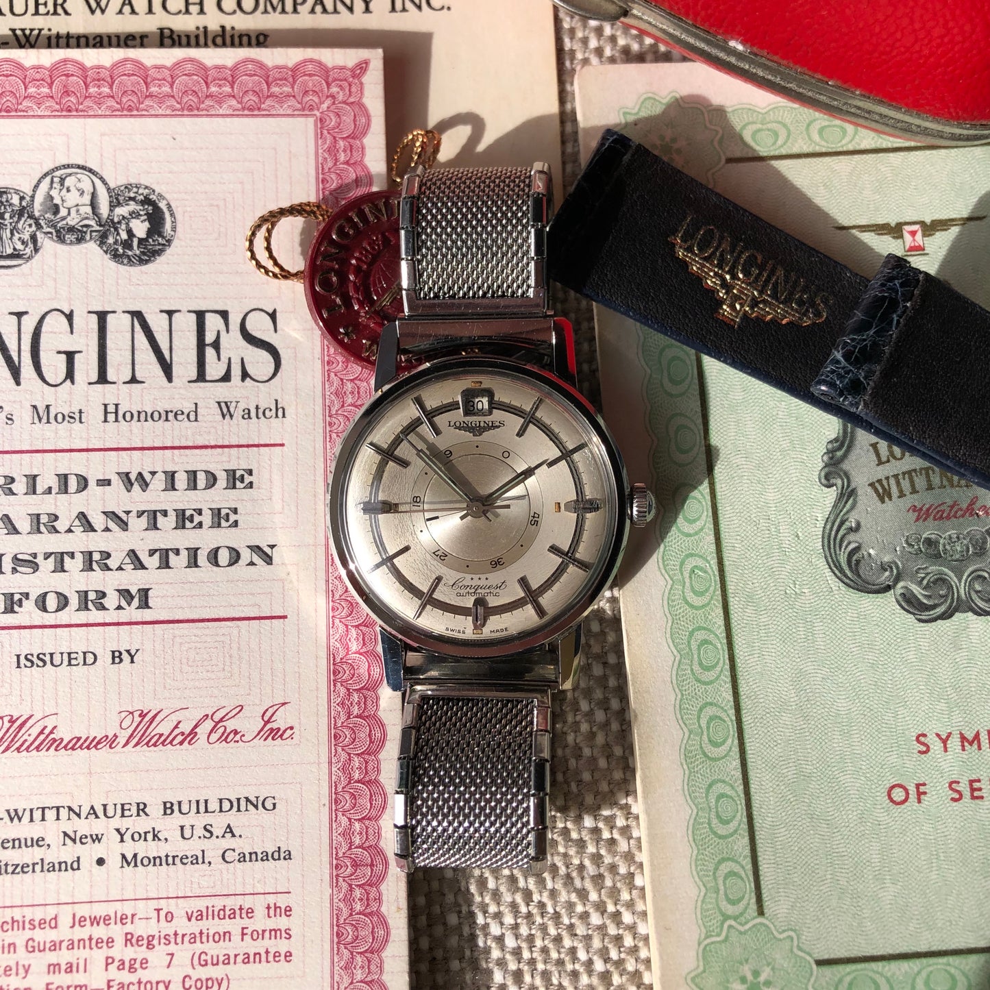 Vintage Longines Conquest Power Reserve 9031 Automatic Cal. 294 Steel Wristwatch Box Papers - Hashtag Watch Company