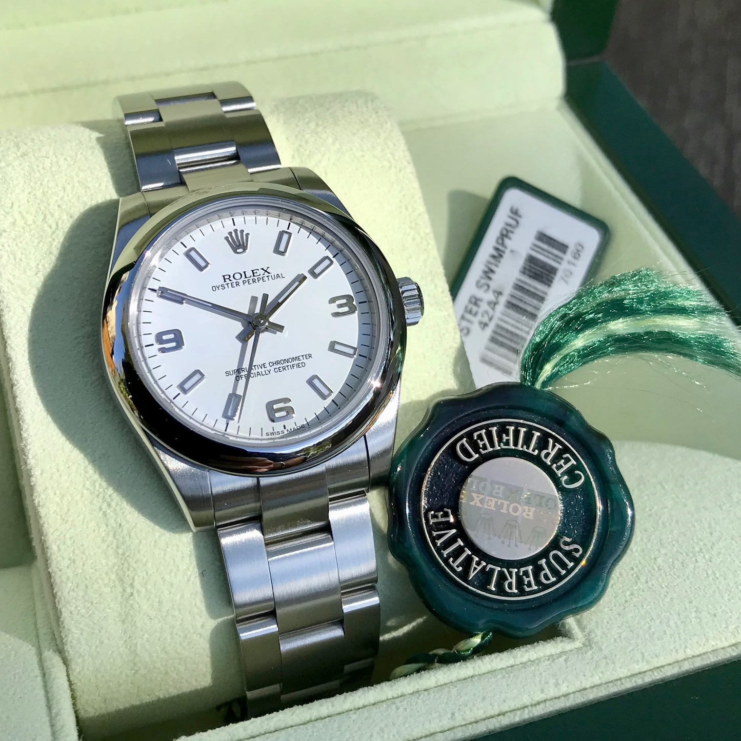Rolex Oyster Perpetual 177200 White Arabic Numerals Stainless Steel Ladies Scrambled Serial Wristwatch - Hashtag Watch Company