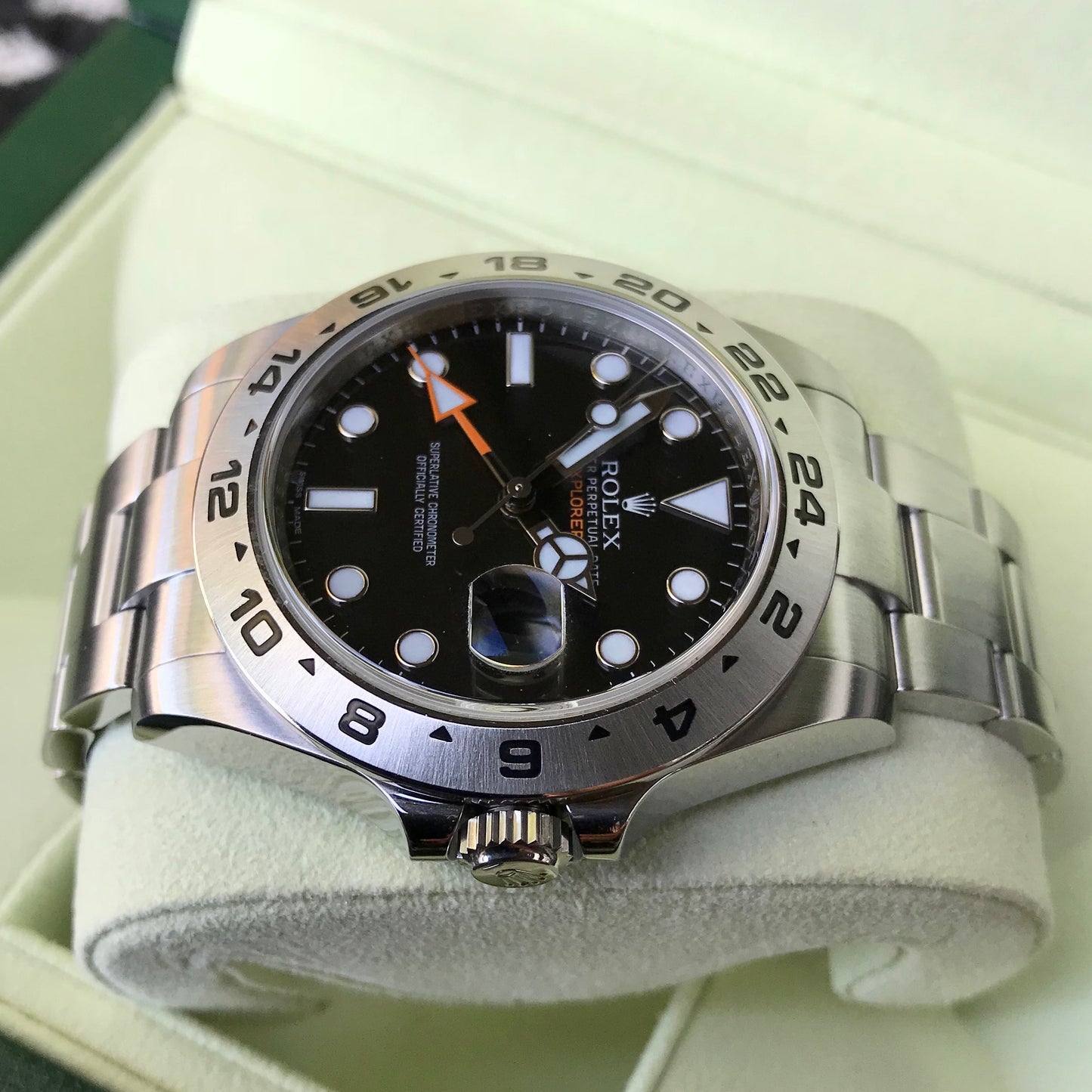 Rolex Explorer II 216570 Black GMT Oyster Perpetual Stainless Steel Wristwatch Box & Papers - Hashtag Watch Company