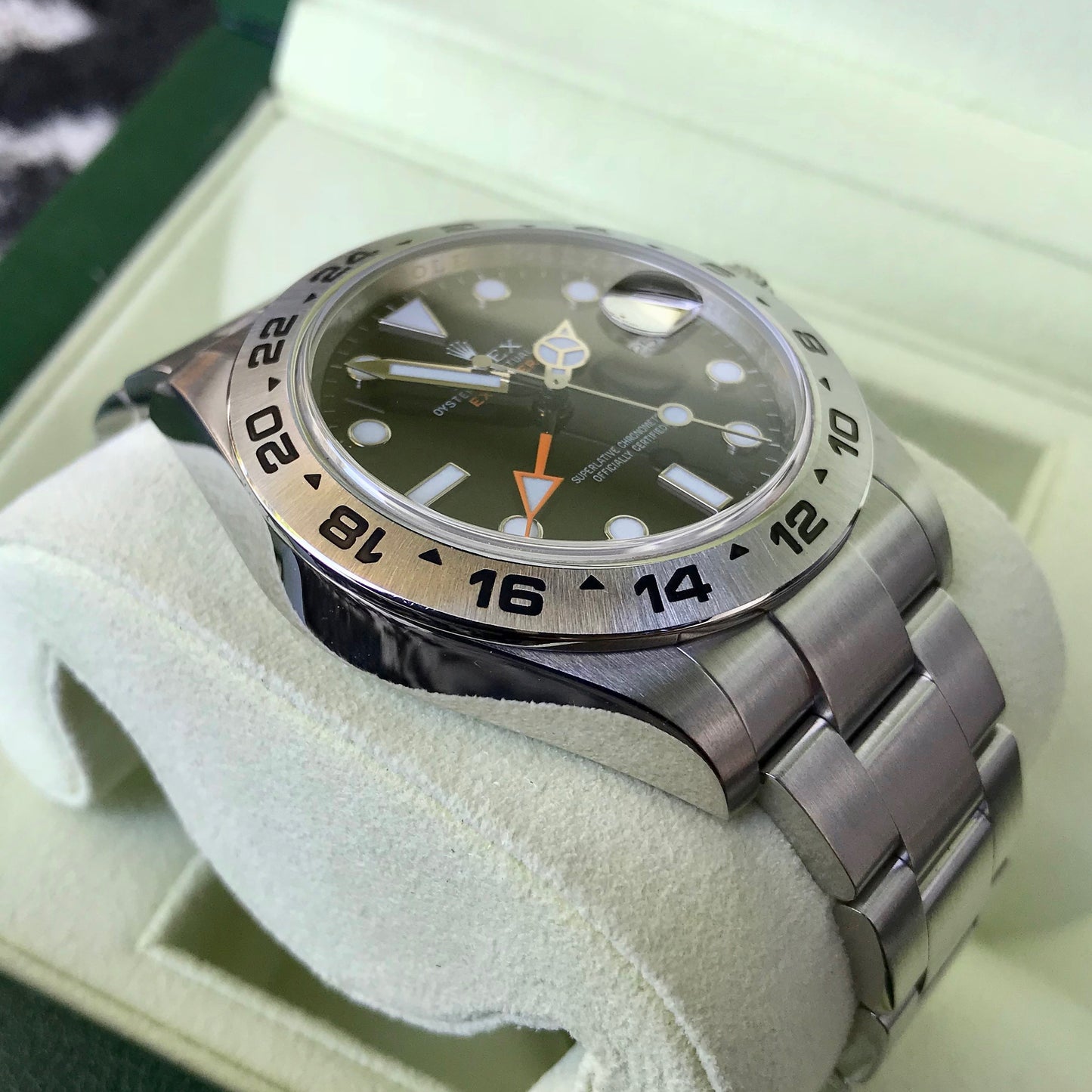 Rolex Explorer II 216570 Black GMT Oyster Perpetual Stainless Steel Wristwatch Box & Papers - Hashtag Watch Company