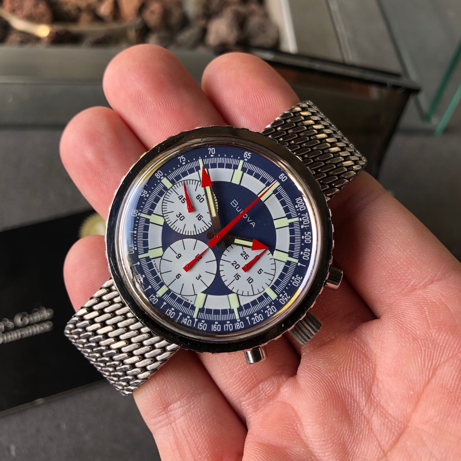 Vintage Bulova Stars And Stripes Valjoux 7736 Steel Chronograph Wristwatch - Hashtag Watch Company