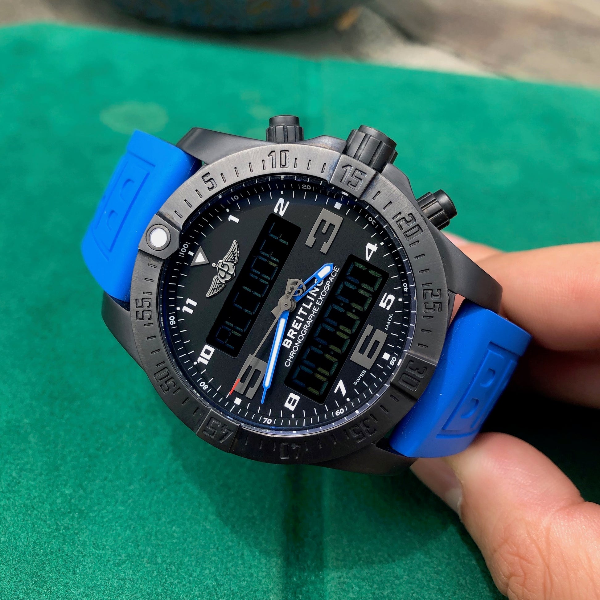 Breitling Exospace B55 Connected Blue Rubber Black Titanium VB5510H2 Wristwatch Box Papers - Hashtag Watch Company