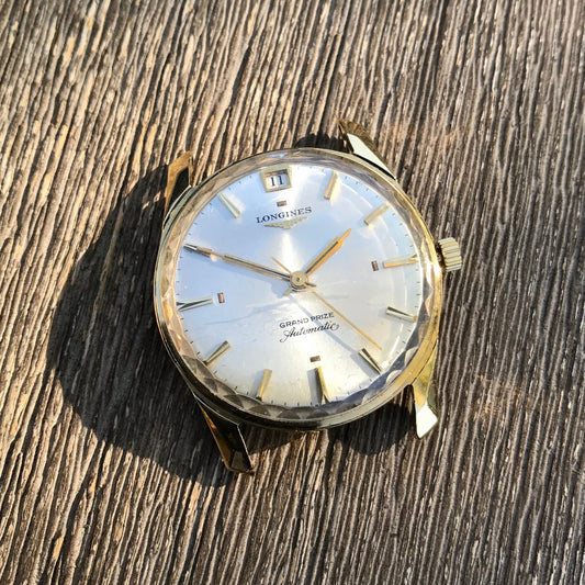 Vintage Longines Grand Prize Automatic 18K Yellow Gold Silver Date Wristwatch - Hashtag Watch Company