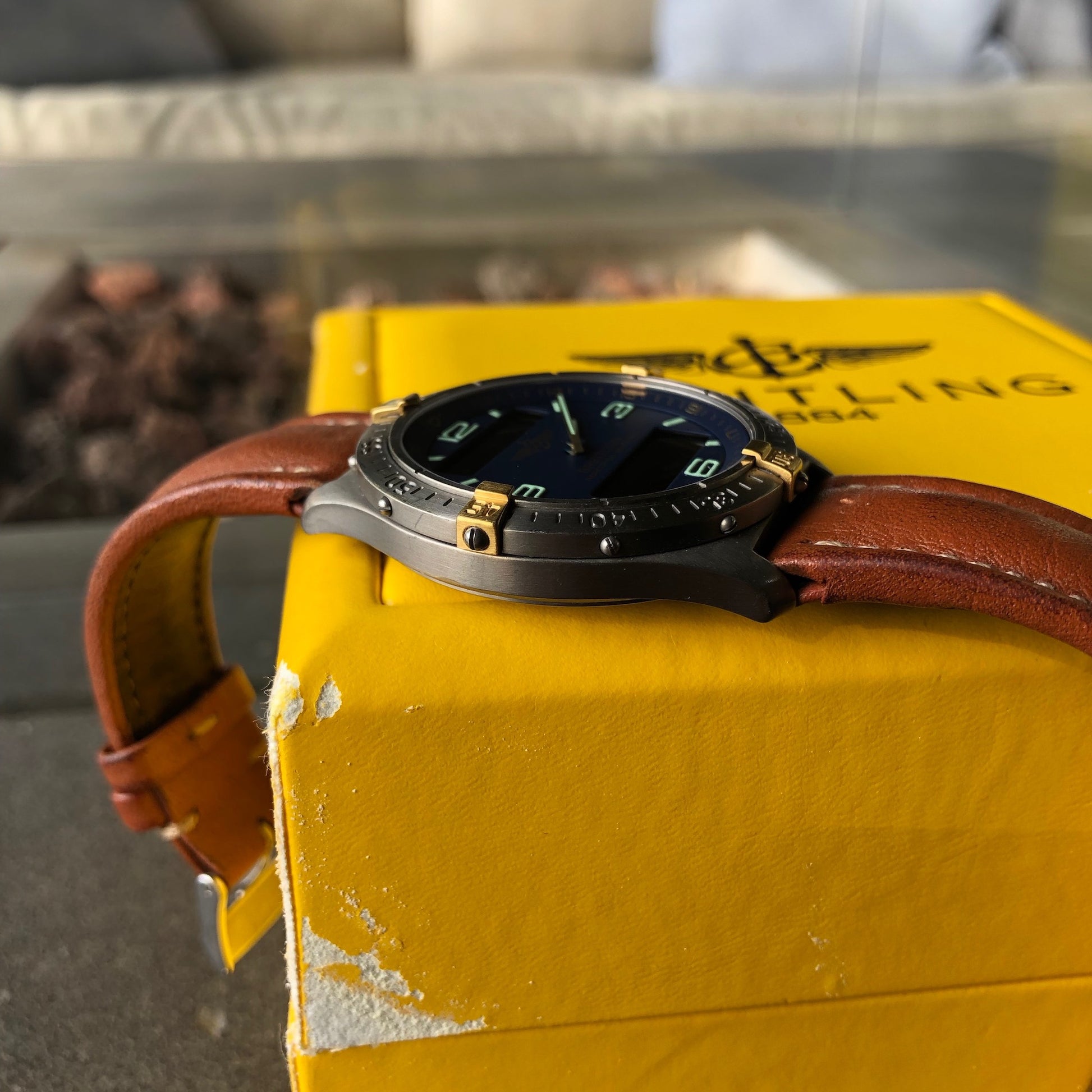 Breitling F65062 Aerospace Repetition Minutes Blue Titanium Gold Quartz Leather 40mm Wristwatch - Hashtag Watch Company
