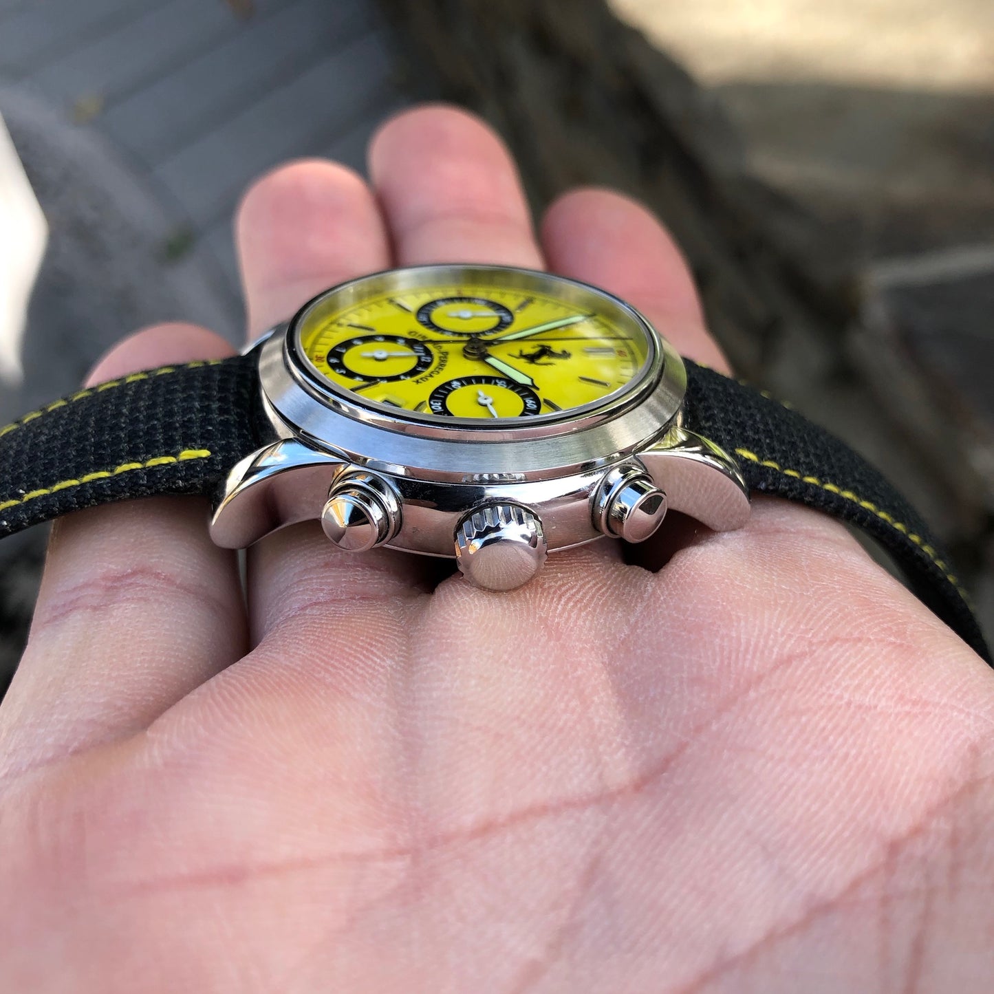 Girard Perregaux Ferrari 8020 Yellow Modena Dial Chronograph Steel Automatic Wristwatch - Hashtag Watch Company