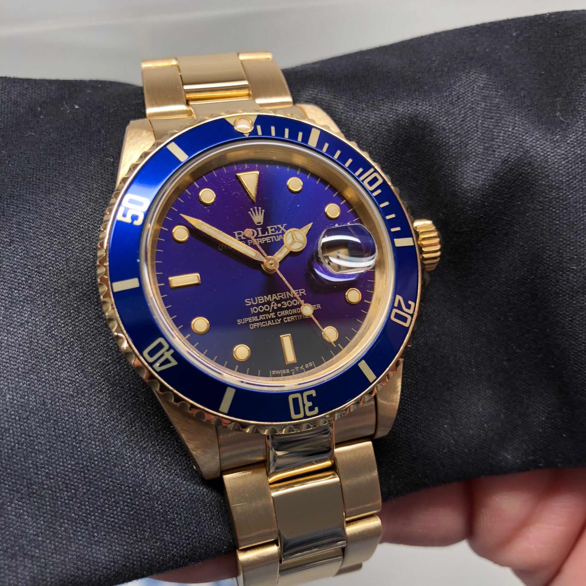 Vintage Rolex Submariner 16808 Purple Color Change 18K Yellow Gold Wristwatch Circa 1984 - Hashtag Watch Company