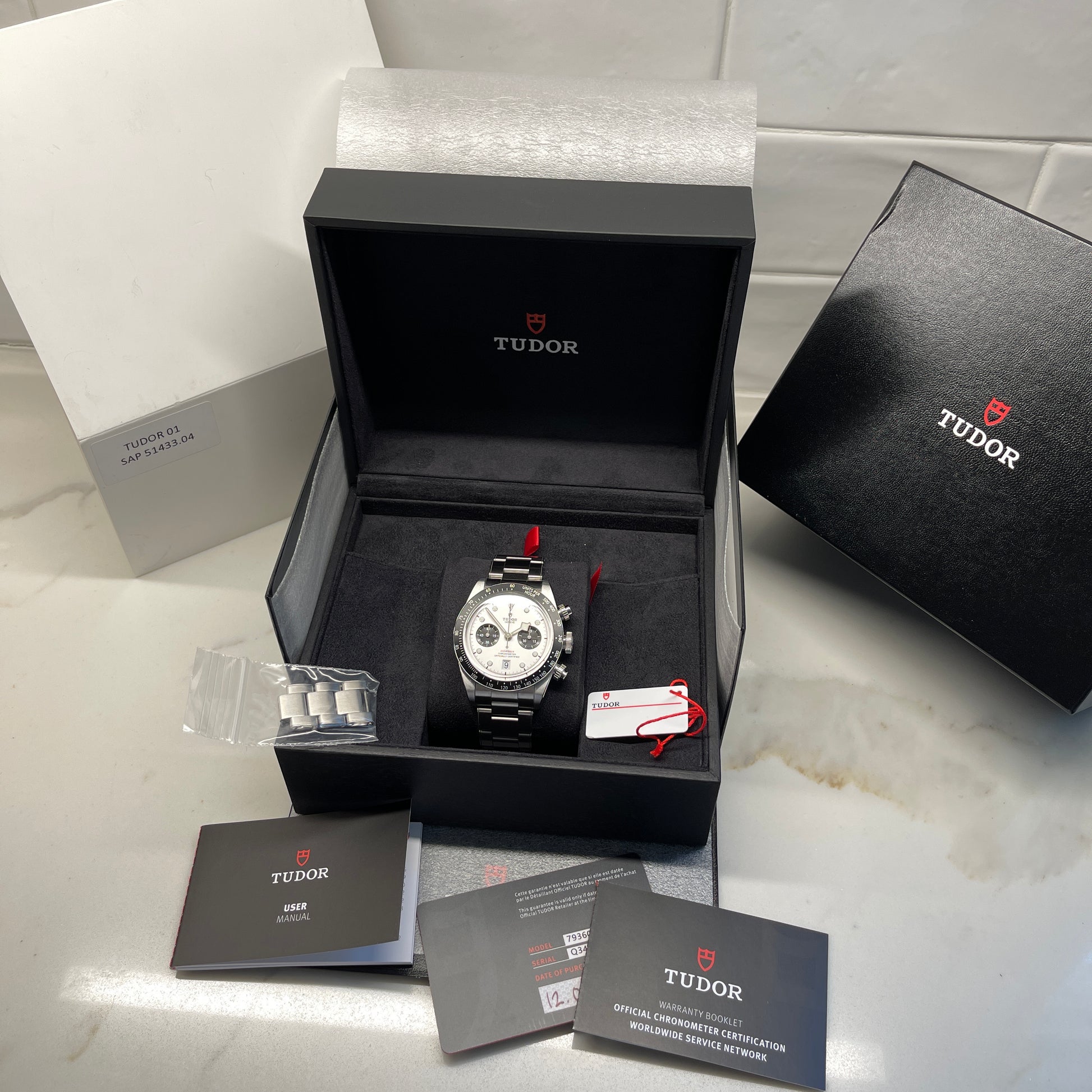 2021 Tudor Heritage Black Bay 79360N White Panda Chronograph Automatic Wristwatch Box Papers - Hashtag Watch Company