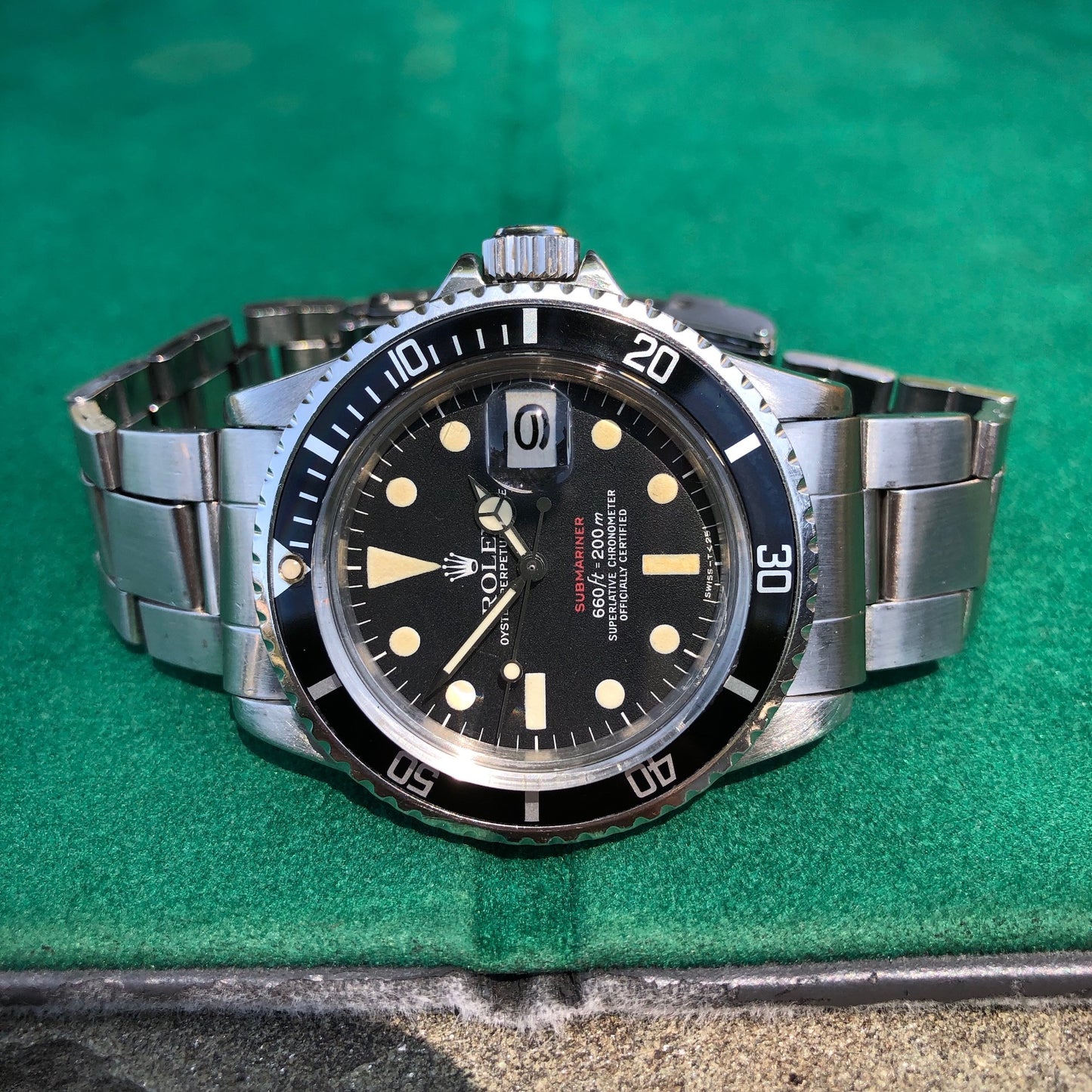 Vintage Rolex Red Submariner 1680 Mk VI Black Dial Wristwatch Circa 1973 Box Papers - Hashtag Watch Company