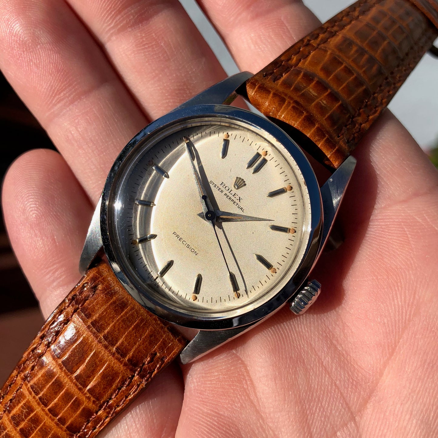 Vintage Rolex Oyster Perpetual 6298 Pre-Explorer Precision Automatic Cream Dial Wristwatch Circa 1953 - Hashtag Watch Company