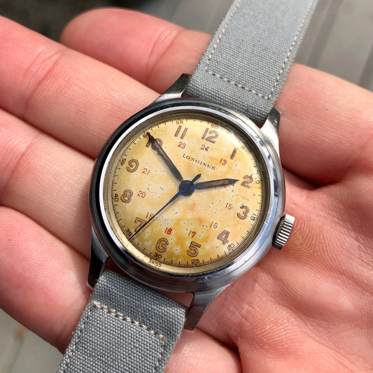 Vintage Longines Caliber 23M Manual Wind "Espresso" Patina 33mm Steel 23042 Wristwatch - Hashtag Watch Company