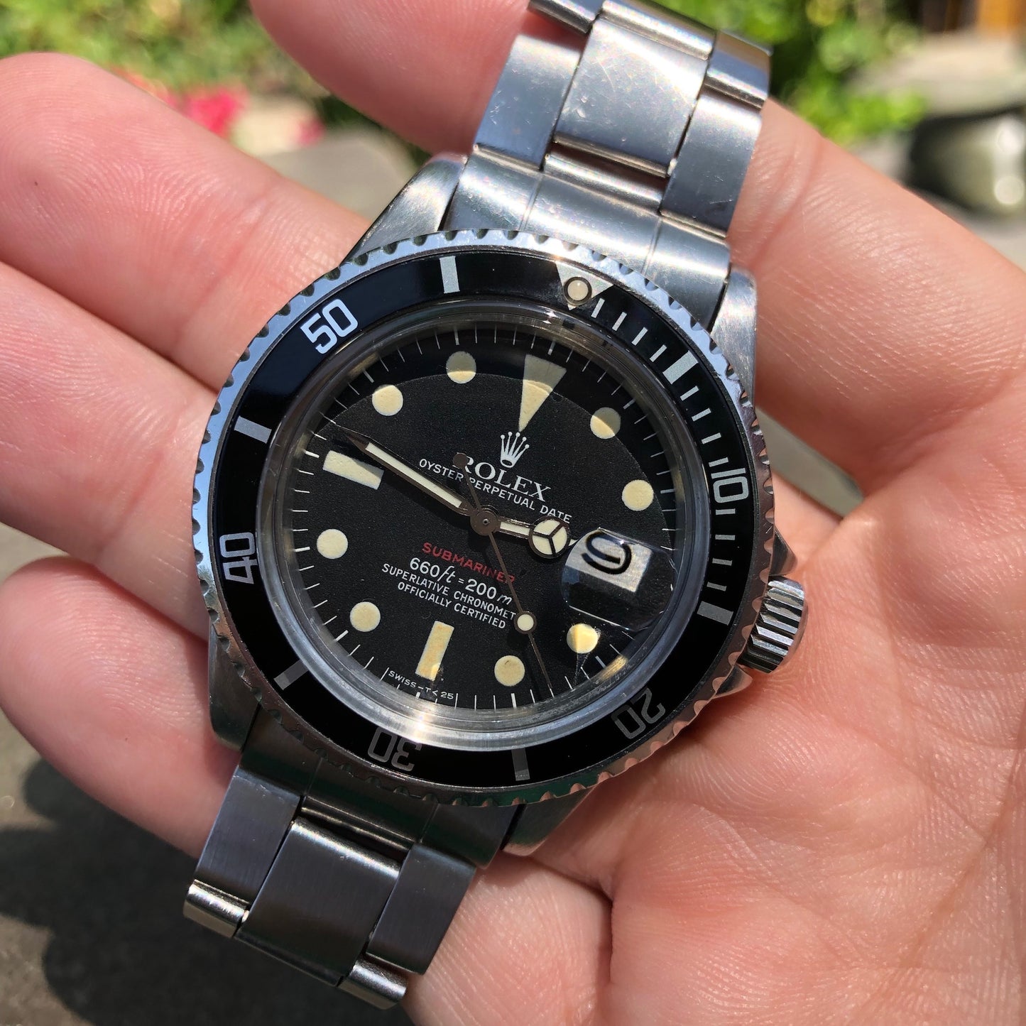 Vintage Rolex Red Submariner 1680 Mk VI Black Dial Wristwatch Circa 1973 Box Papers - Hashtag Watch Company