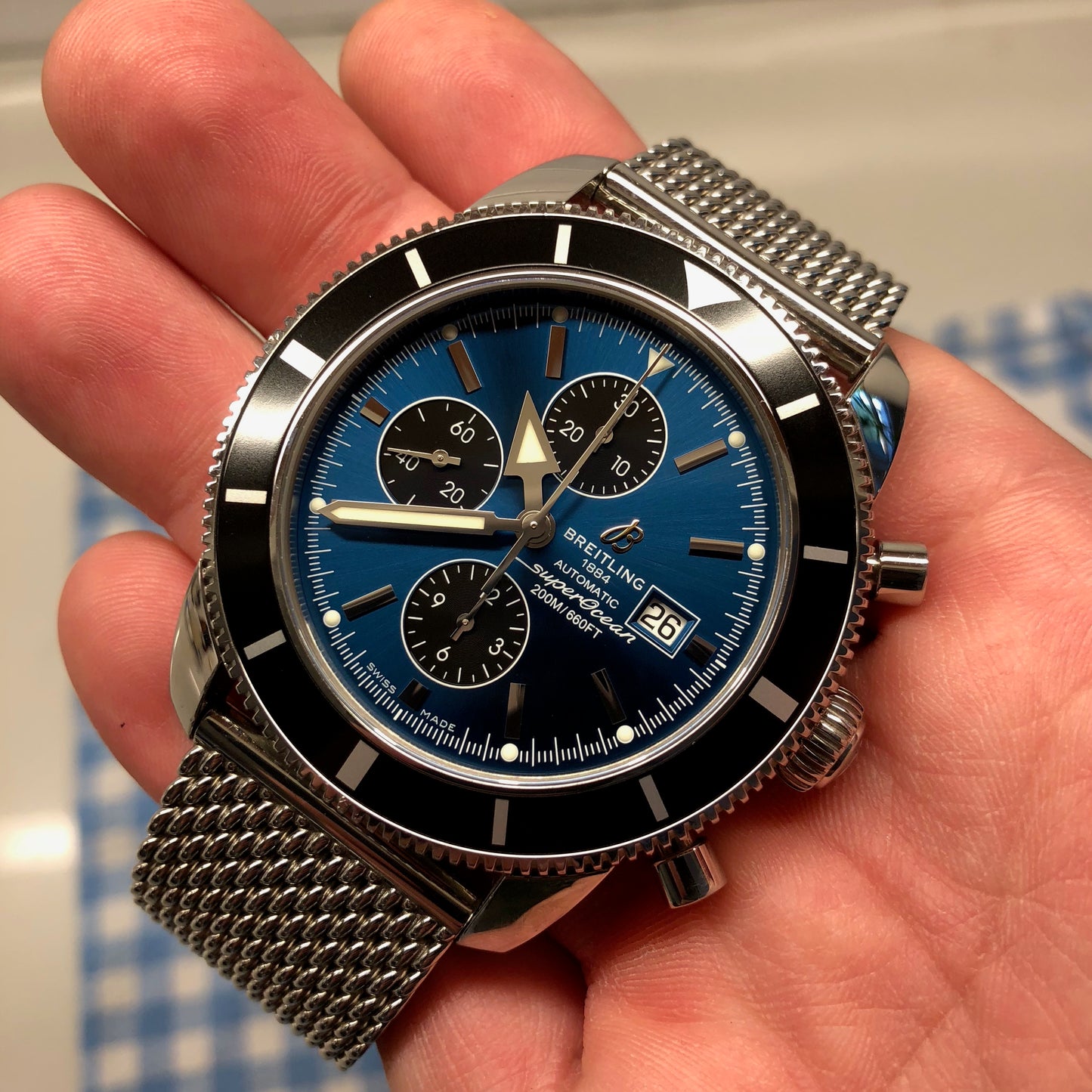 Breitling SuperOcean Heritage A13320 Blue Chronograph 46MM Automatic Watch - Hashtag Watch Company