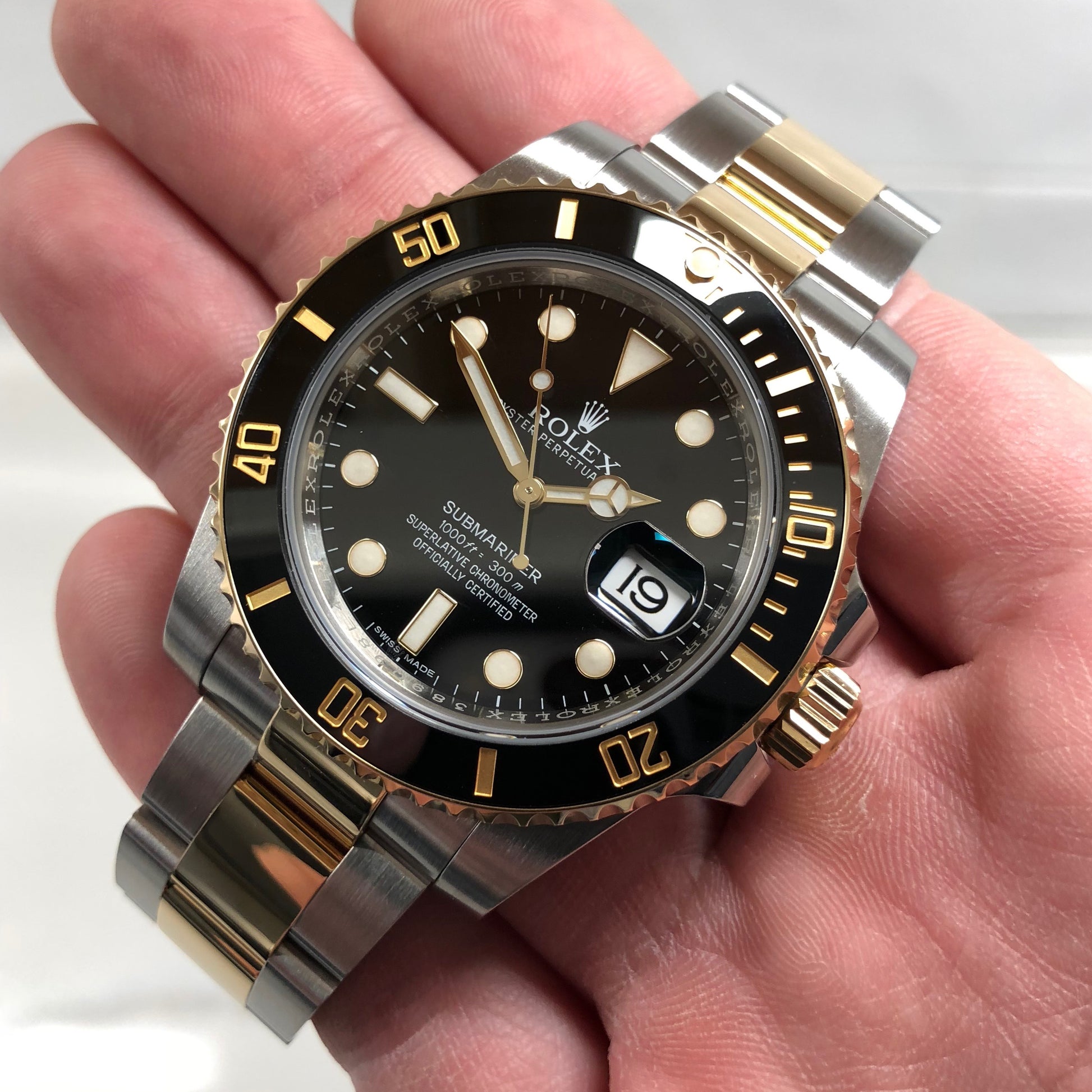 Rolex Submariner 116613 LN Black Two Tone Gold Steel Automatic Ceramic Wristwatch Box Papers - Hashtag Watch Company