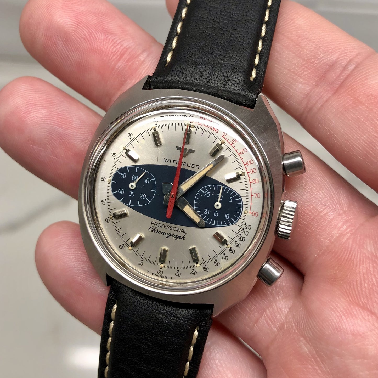 1960s Vintage Wittnauer Professional Chronograph 247T 37mm Steel Wristwatch - Hashtag Watch Company