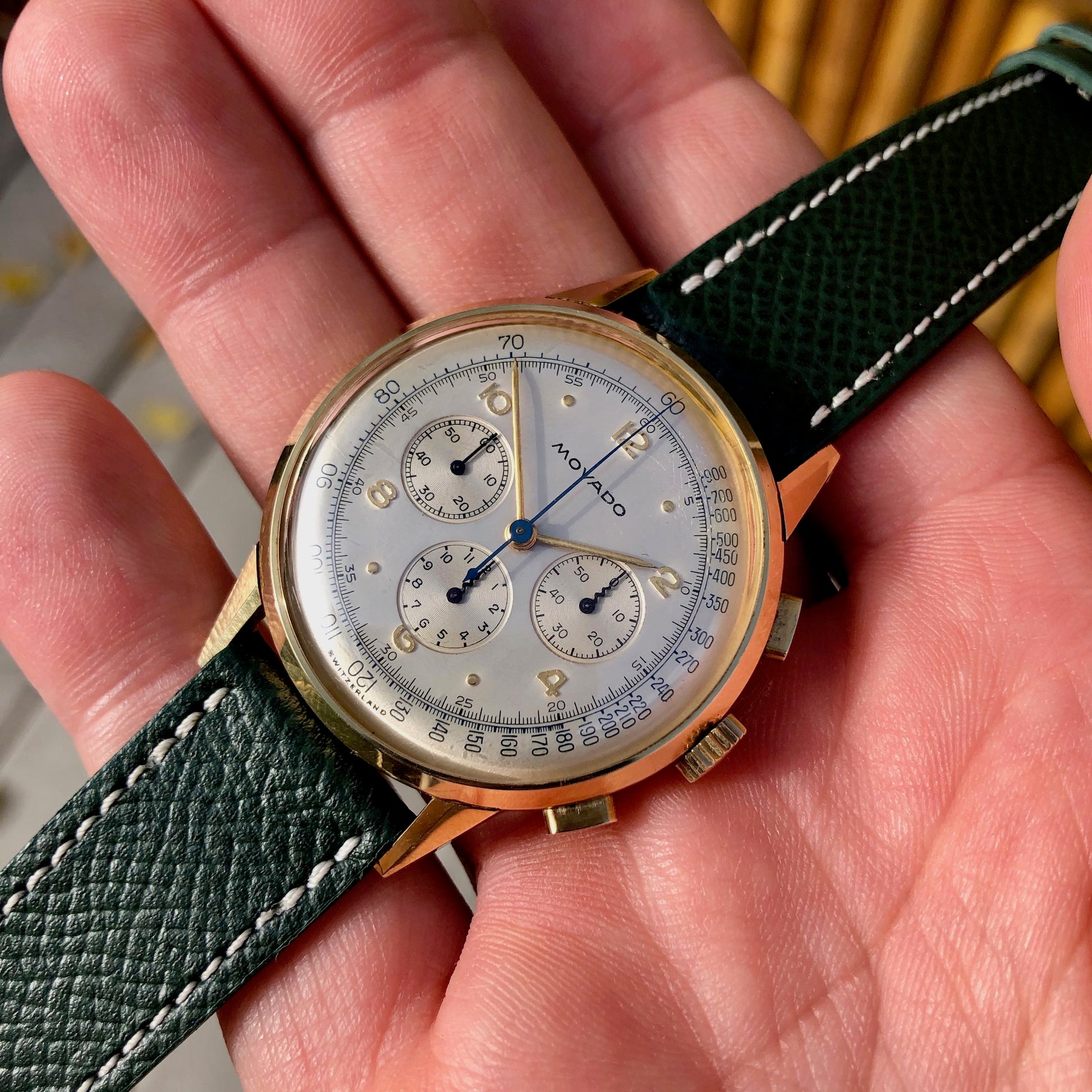 Vintage Movado Caliber 95 Yellow Gold 49036 Chronograph Manual 36mm Wristwatch - Hashtag Watch Company