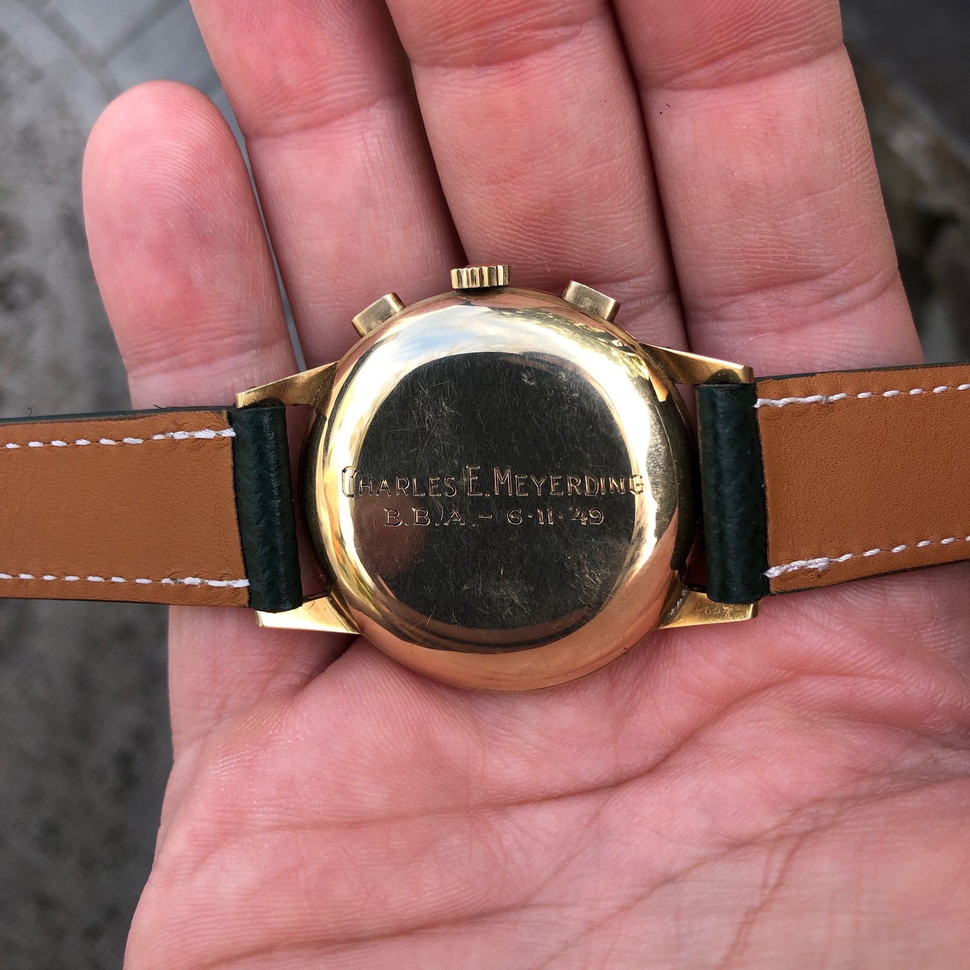 Vintage Movado Caliber 95 Yellow Gold 49036 Chronograph