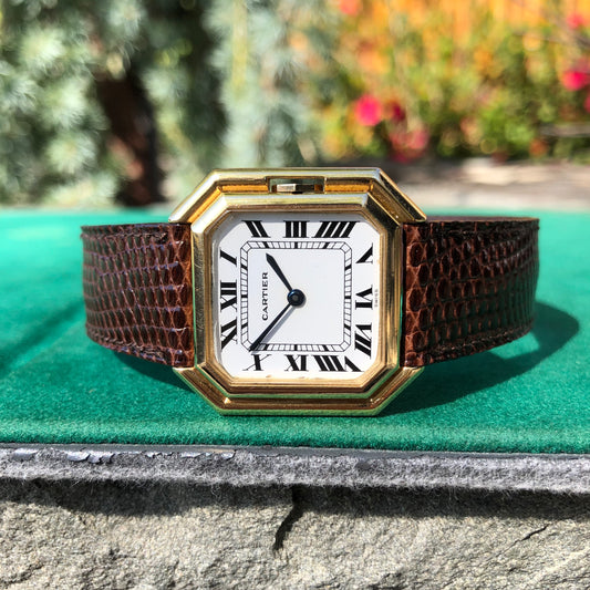 Vintage Cartier Ceinture Automatic 18K Yellow Gold 31mm Leather Deployment Wristwatch - Hashtag Watch Company