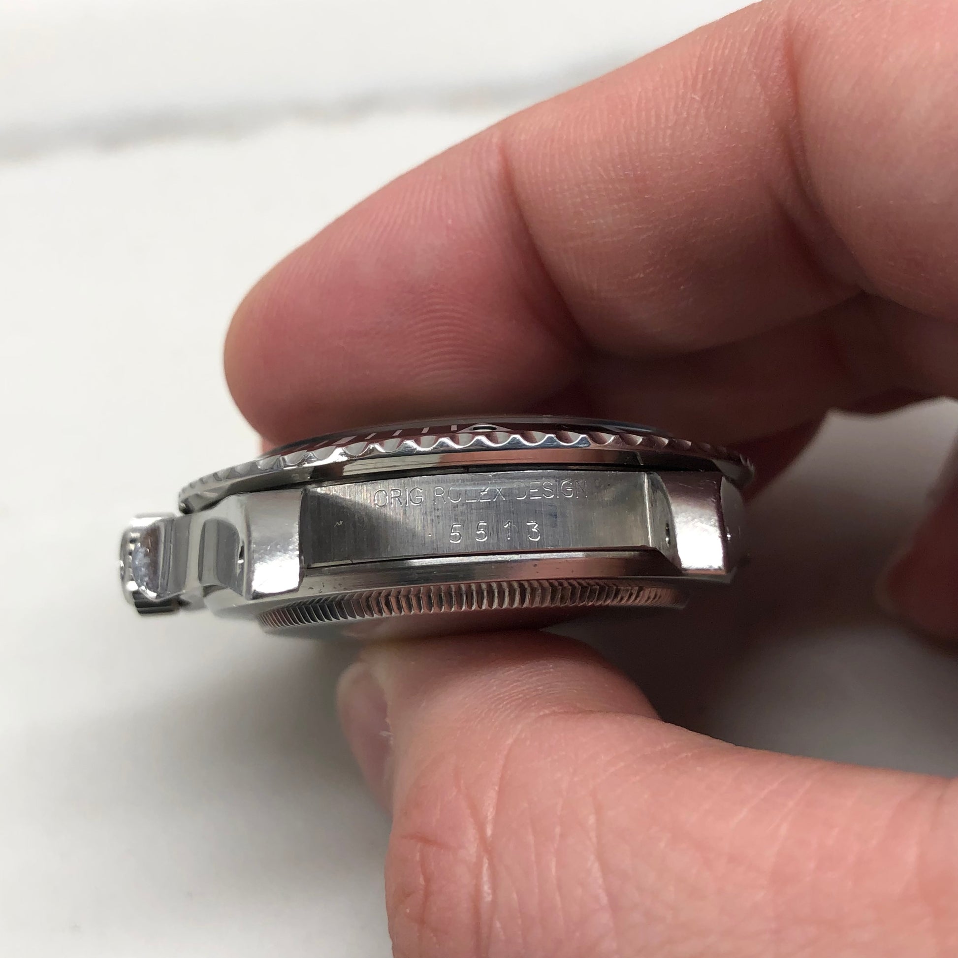 1985 Rolex Submariner 5513 No Date Steel Oyster Wristwatch with Box and Tag - Hashtag Watch Company