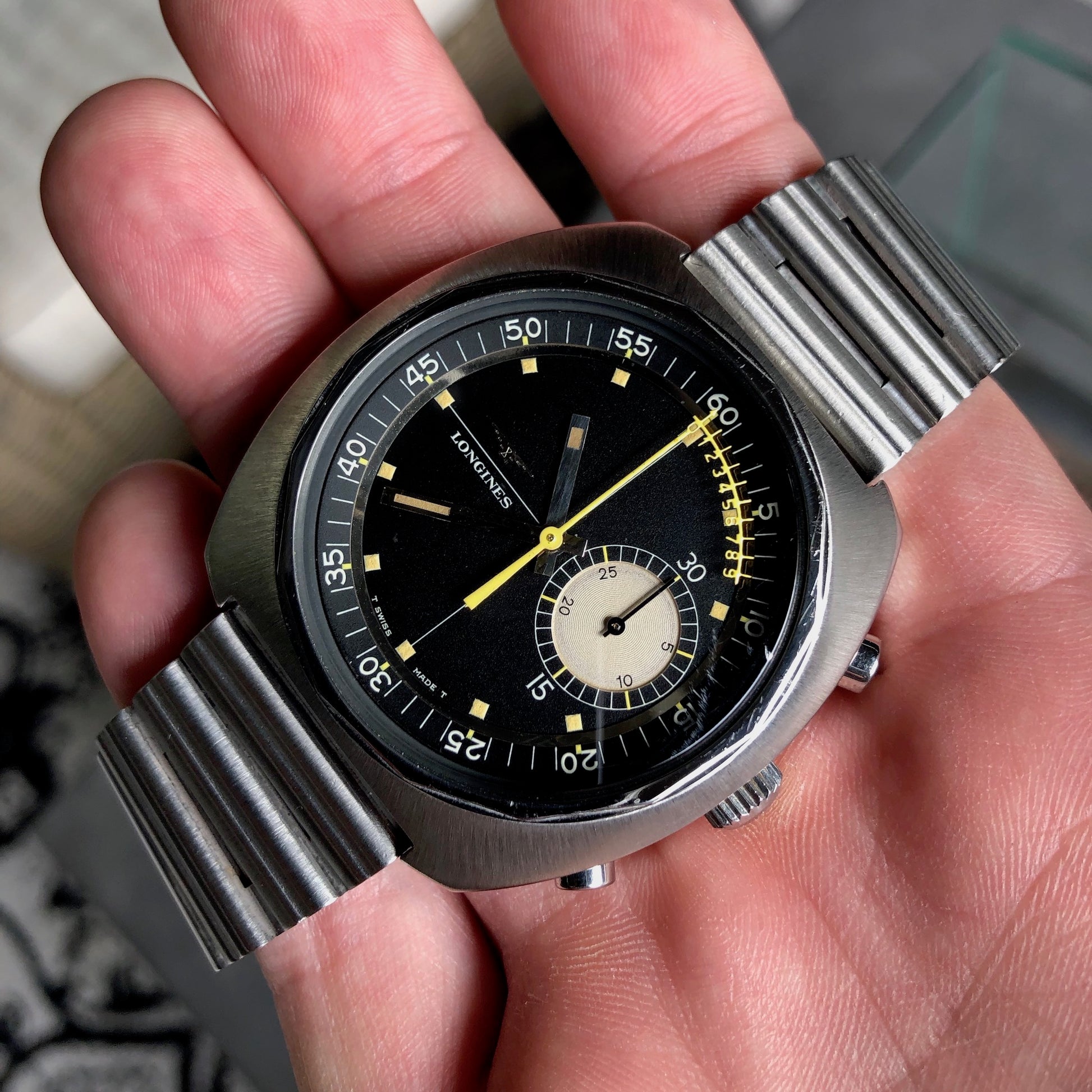 Vintage Longines Nonius 8225 Steel Chronograph 30CH Manual Wind Wristwatch Circa 1968 - Hashtag Watch Company
