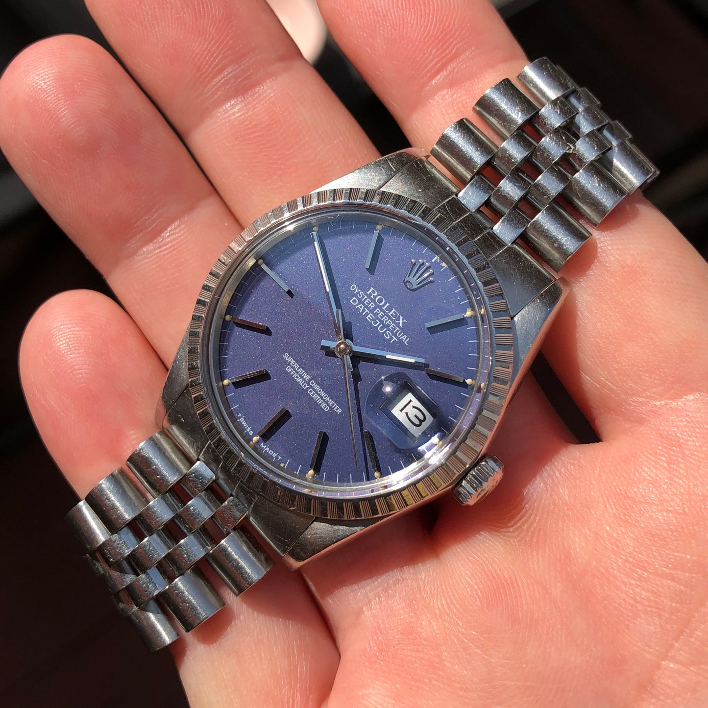 1987 Vintage Rolex Datejust 16030 Steel Tropical Violet Engine Turned Automatic Wristwatch - Hashtag Watch Company