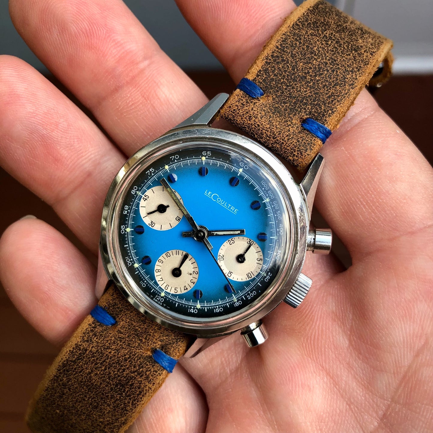 1960s Vintage LeCoultre E2644 Steel Chronograph Valjoux 72 Wristwatch - Hashtag Watch Company