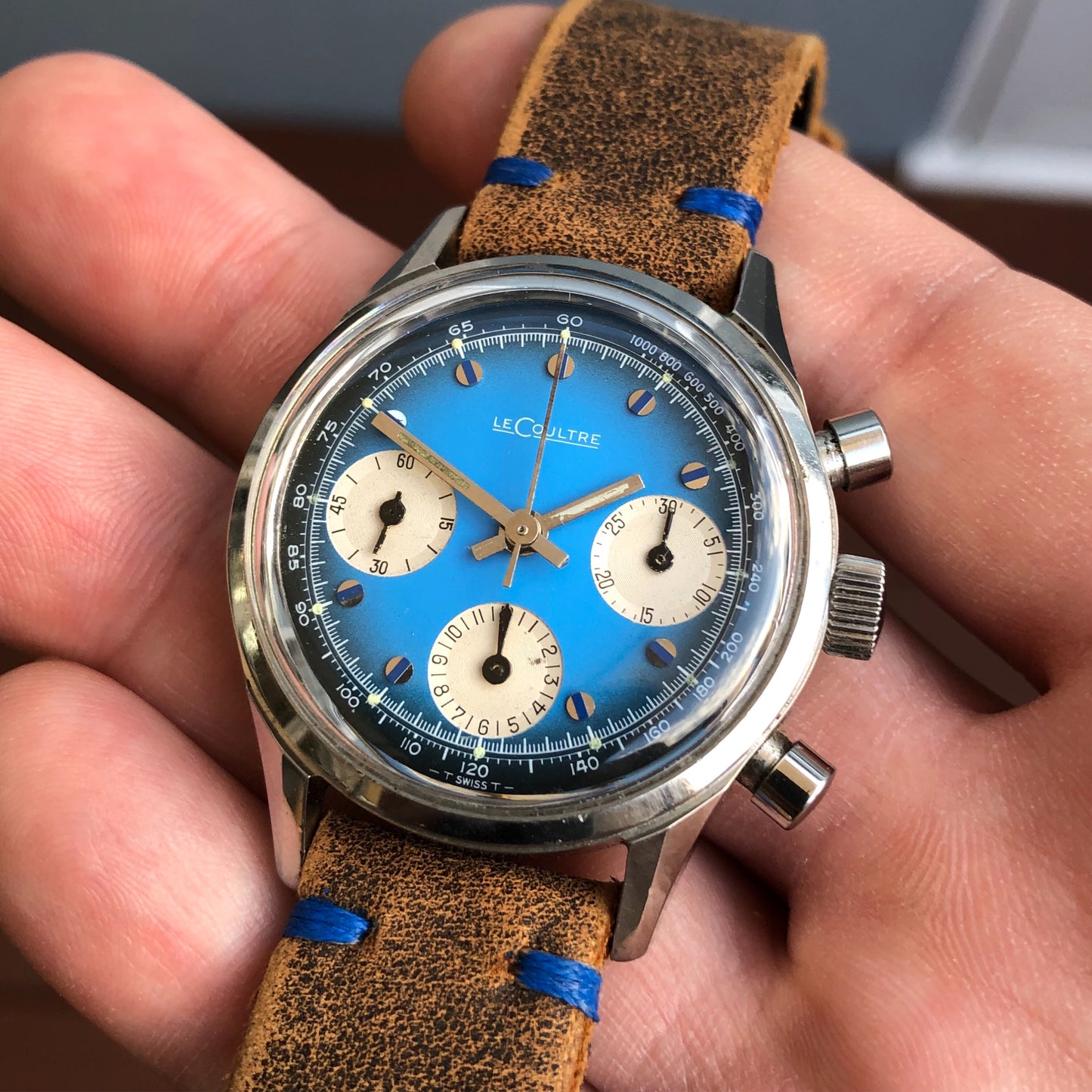 1960s Vintage LeCoultre E2644 Steel Chronograph Valjoux 72 Wristwatch - Hashtag Watch Company