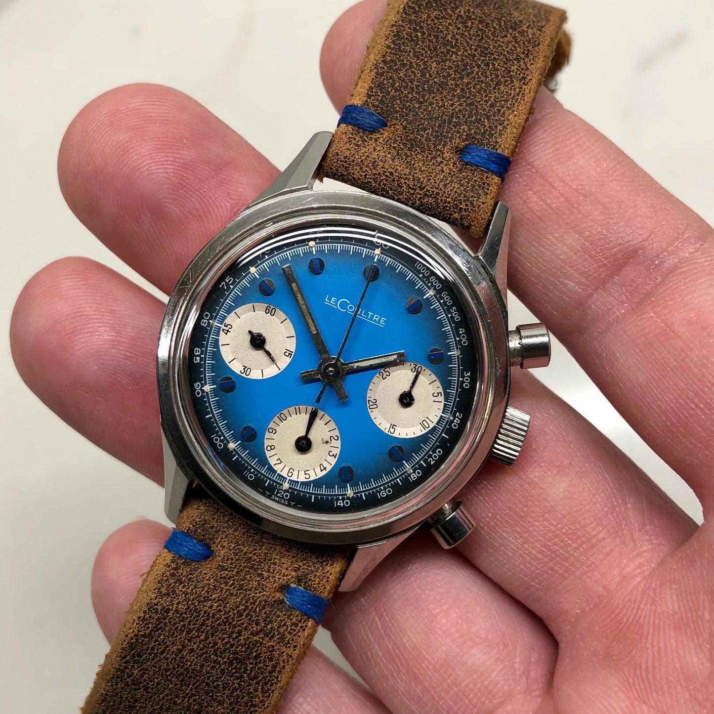 1960s Vintage LeCoultre E2644 Steel Chronograph Valjoux 72 Wristwatch - Hashtag Watch Company