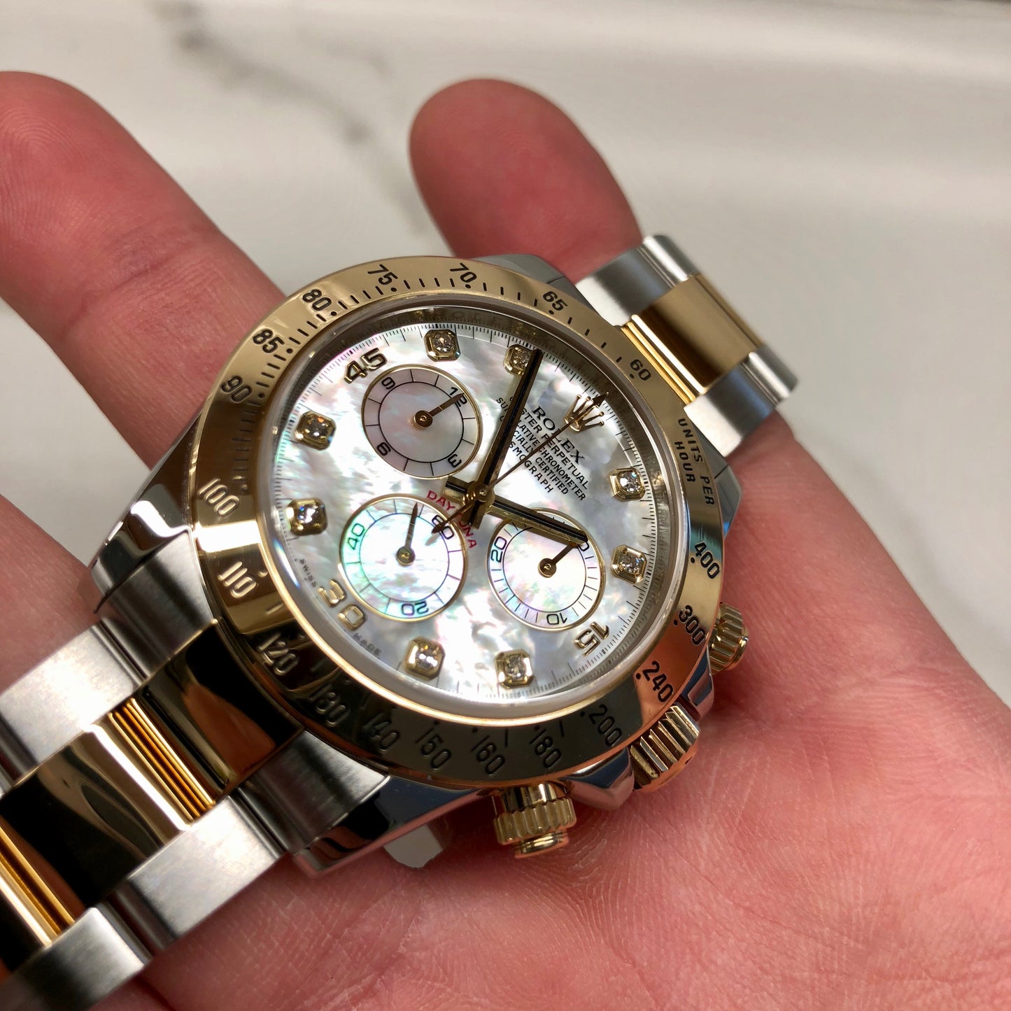 Rolex Daytona 116523 MOP Diamond Two Tone Steel Gold Automatic Caliber 4130 Wristwatch - Hashtag Watch Company