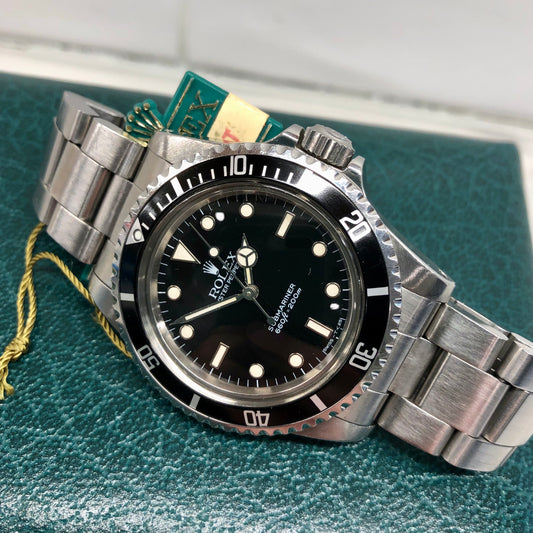 1985 Rolex Submariner 5513 No Date Steel Oyster Wristwatch with Box and Tag - Hashtag Watch Company