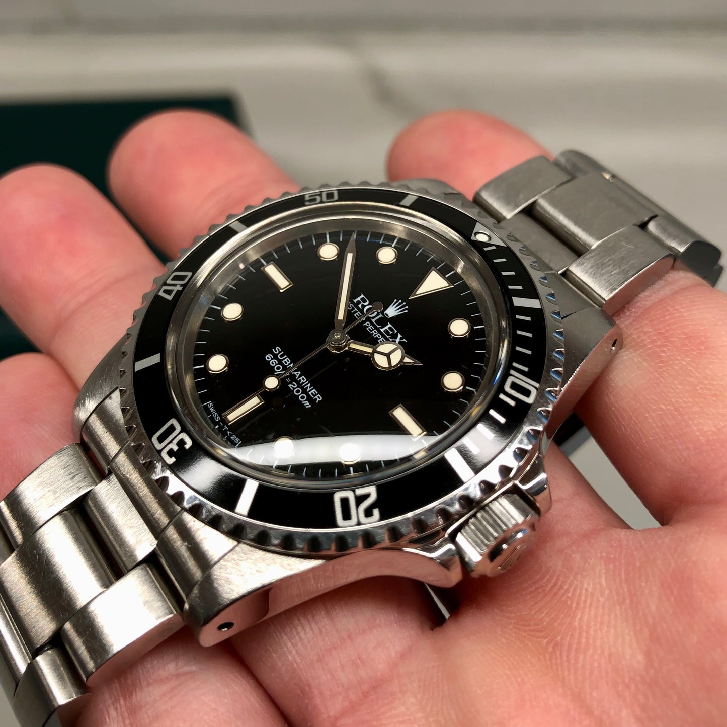 1985 Rolex Submariner 5513 No Date Steel Oyster Wristwatch with Box and Tag - Hashtag Watch Company