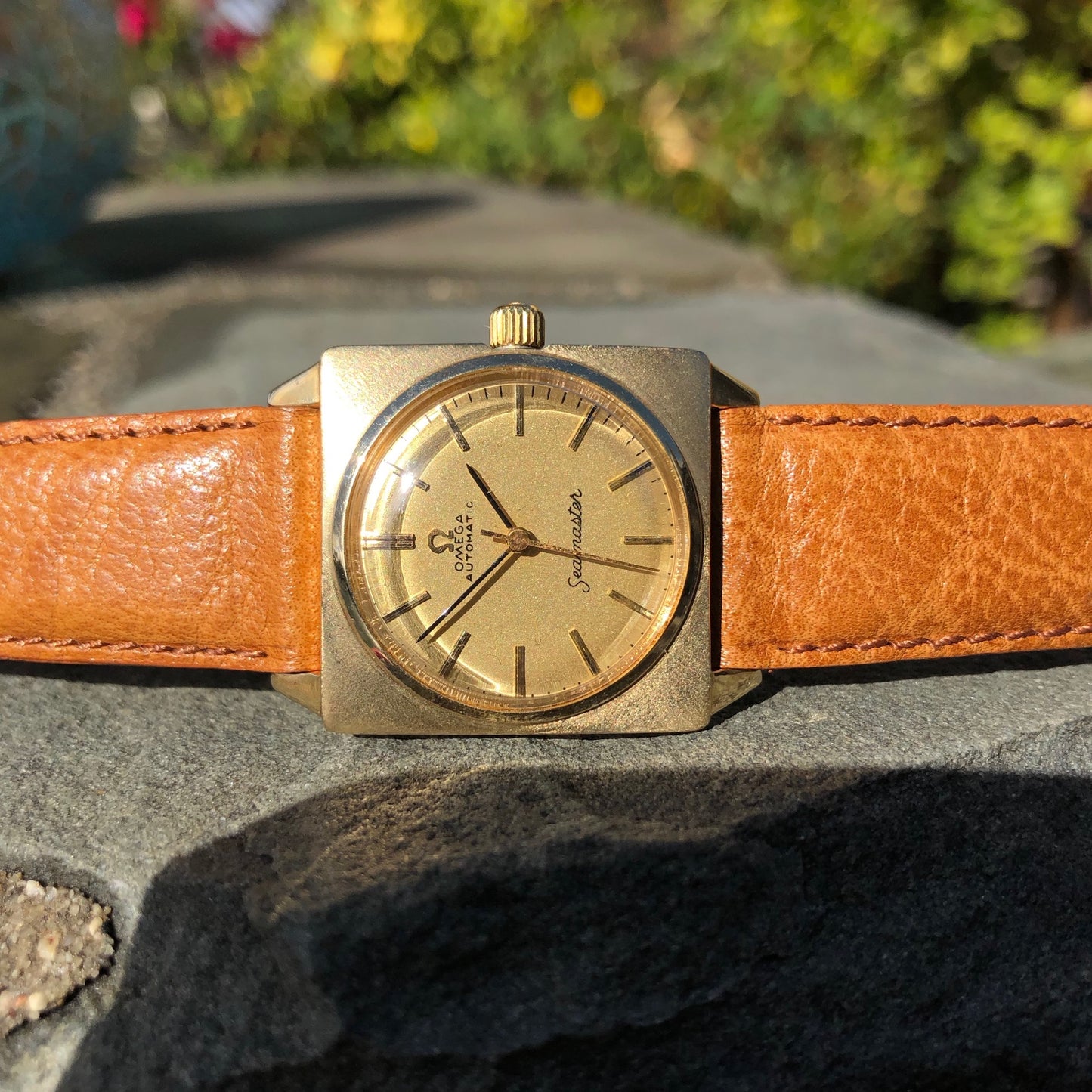 Vintage Omega Seamaster 14K Yellow Gold 6687 Square Cal. 670 Automatic 26mm Wristwatch Circa 1966 - Hashtag Watch Company