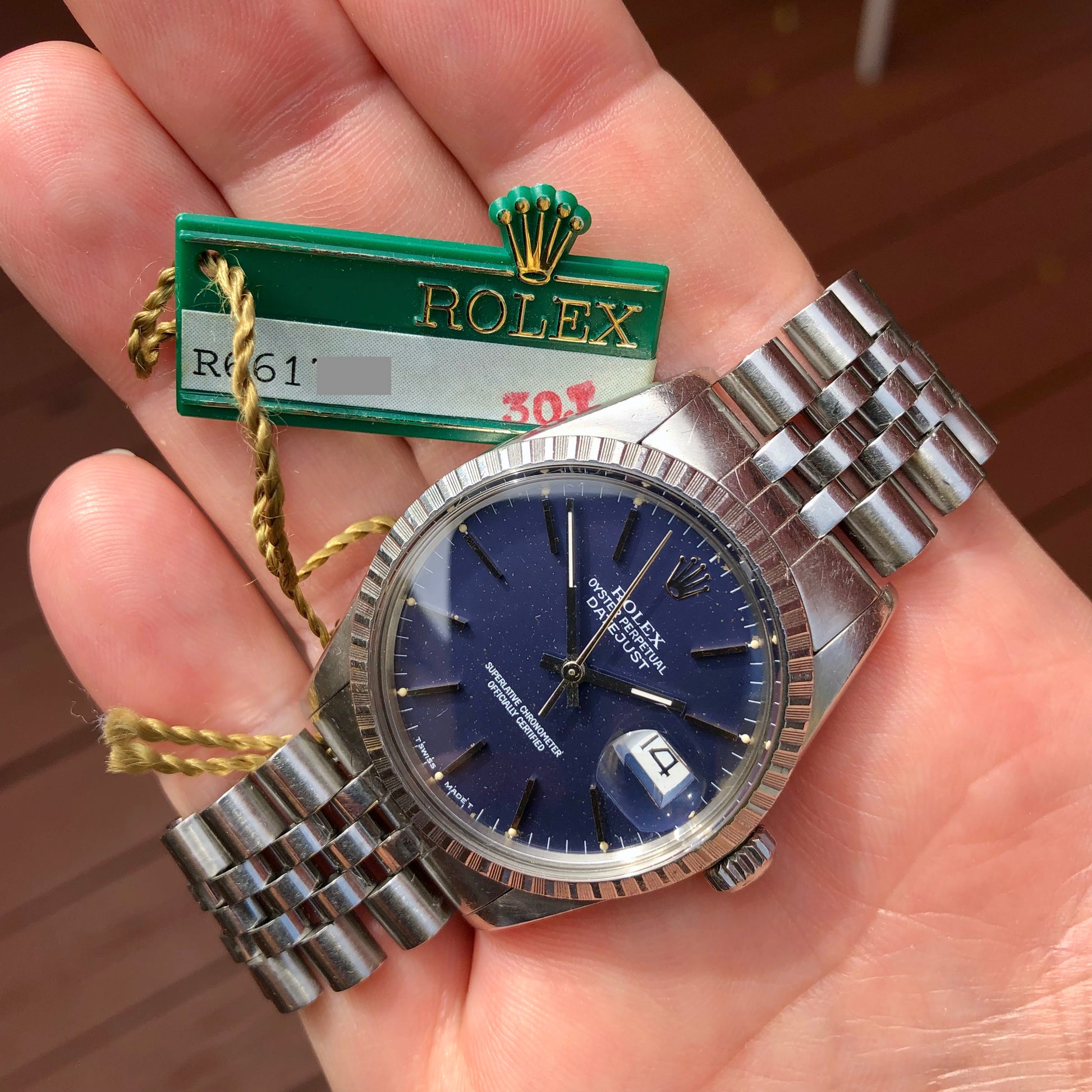 1987 Vintage Rolex Datejust 16030 Steel Tropical Violet Engine Turned Automatic Wristwatch - Hashtag Watch Company