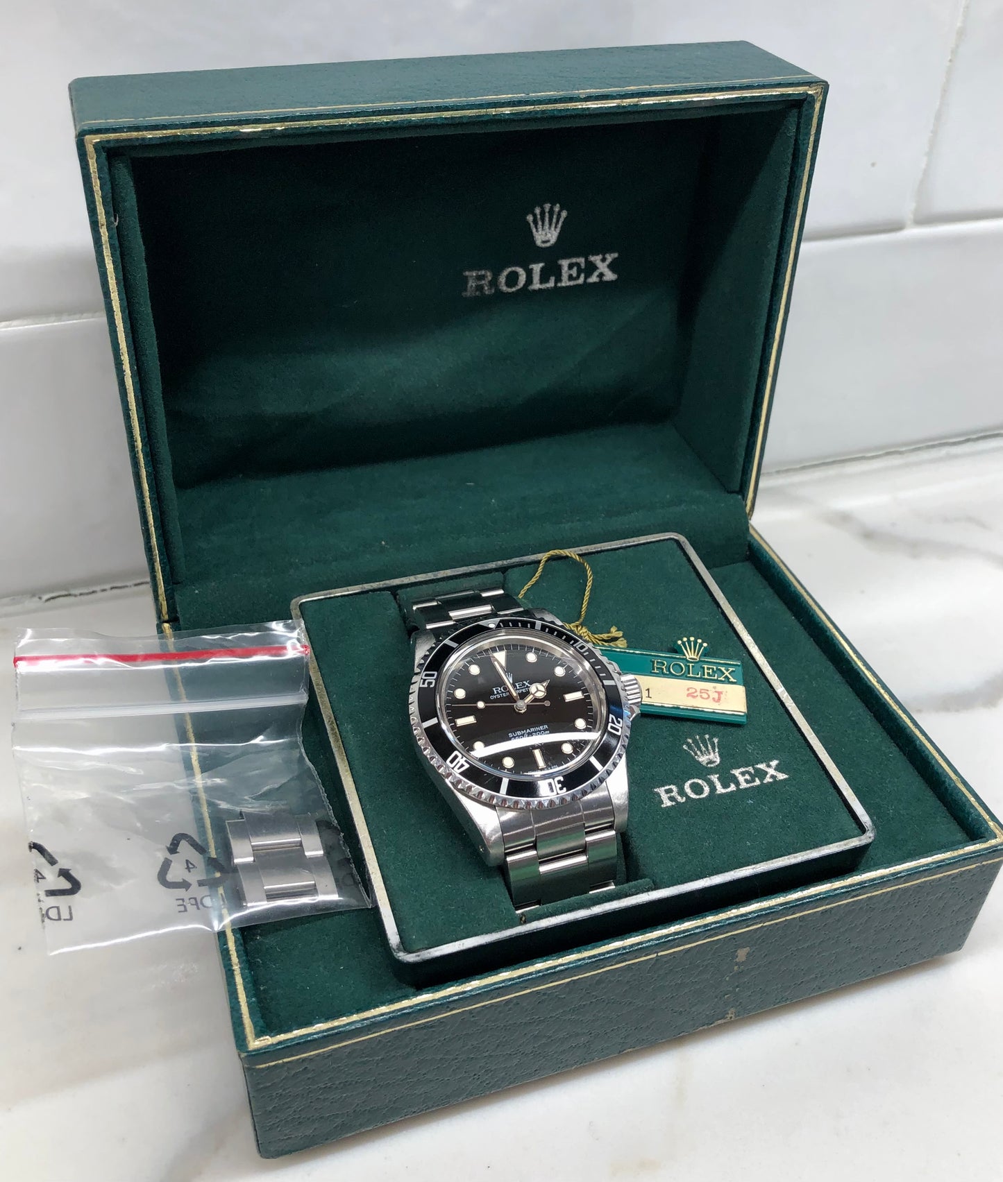 1985 Rolex Submariner 5513 No Date Steel Oyster Wristwatch with Box and Tag - Hashtag Watch Company