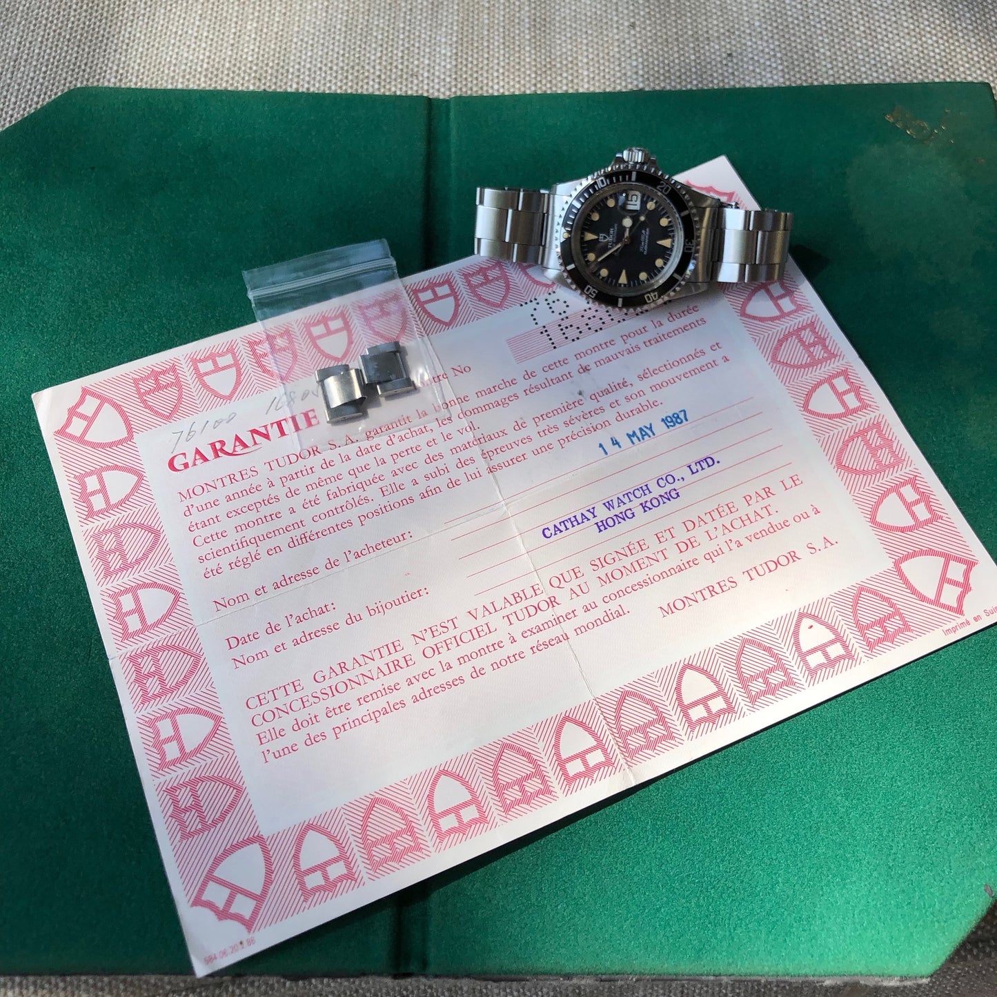 Vintage Tudor Submariner 76100 Lollipop Black Dial Tropical Wristwatch Papers Circa 1985 Unpolished - Hashtag Watch Company