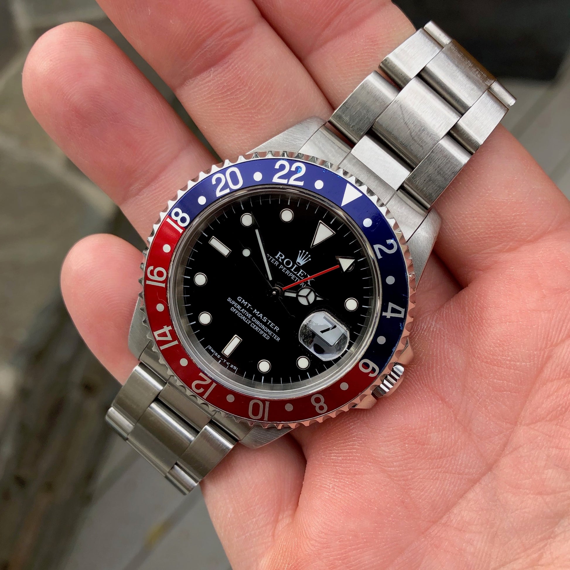 Rolex GMT Master 16700 Stainless Steel Pepsi "U" Serial Caliber 3175 Wristwatch Box Papers Circa 1997 - Hashtag Watch Company