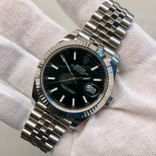 2020 Rolex Datejust 126334 Black Stick Fluted 41mm Steel Jubilee Watch Box Papers Unworn - Hashtag Watch Company