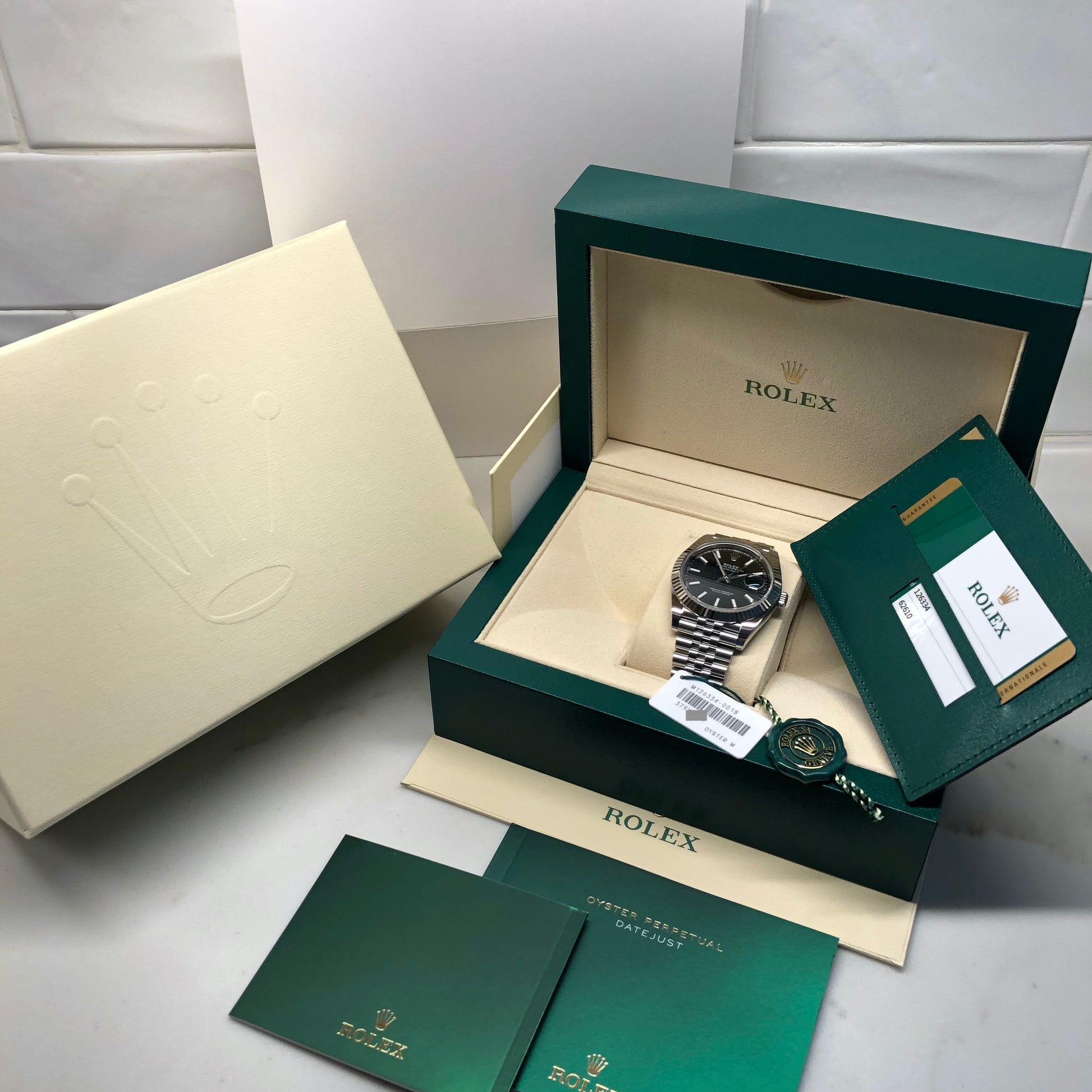2020 Rolex Datejust 126334 Black Stick Fluted 41mm Steel Jubilee Watch Box Papers Unworn - Hashtag Watch Company