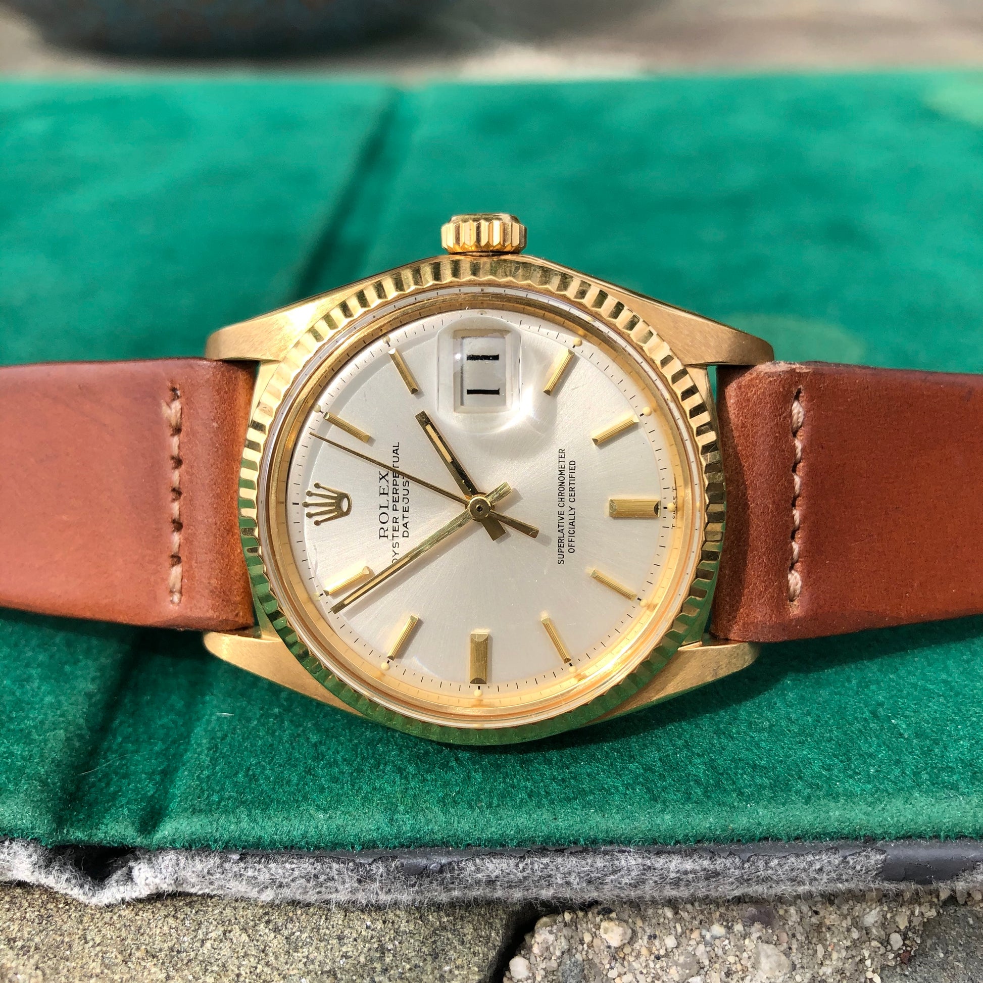 Vintage Rolex Datejust 1601 18K Yellow Gold Silver Automatic Wristwatch Circa 1969 - Hashtag Watch Company