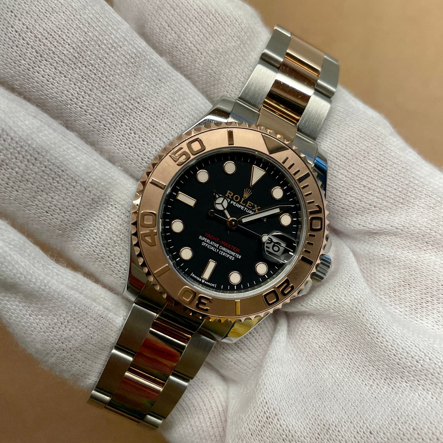 2020 Rolex Yachtmaster 268261 Everose Black Steel Oyster Wristwatch Box Papers - Hashtag Watch Company