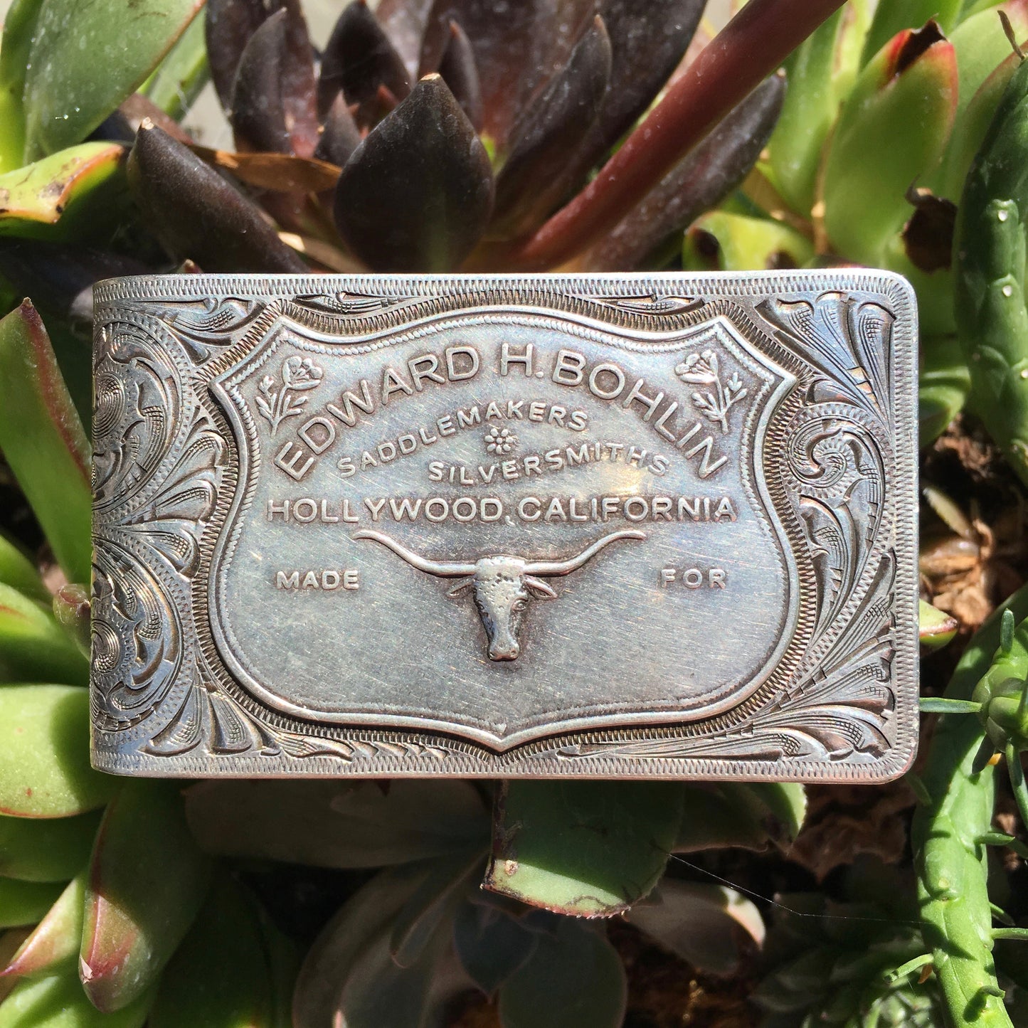 Edward H. Bohlin Hollywood California Sterling Silver Long Horn Money Clip MASSIVE - Hashtag Watch Company