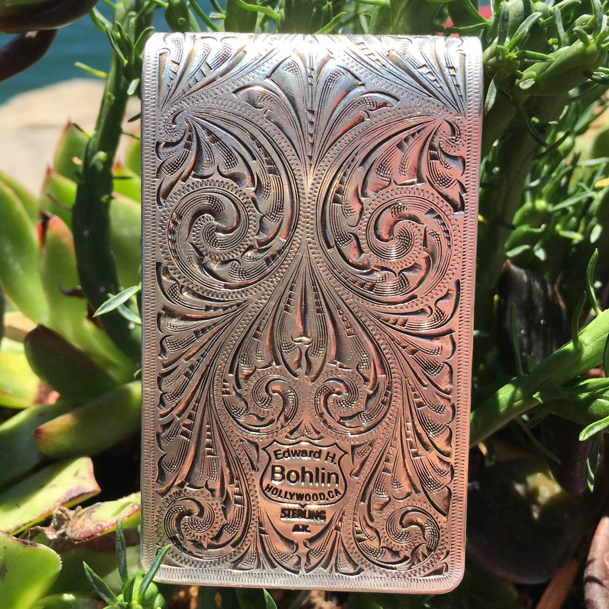 Edward H. Bohlin Hollywood California Sterling Silver Long Horn Money Clip MASSIVE - Hashtag Watch Company