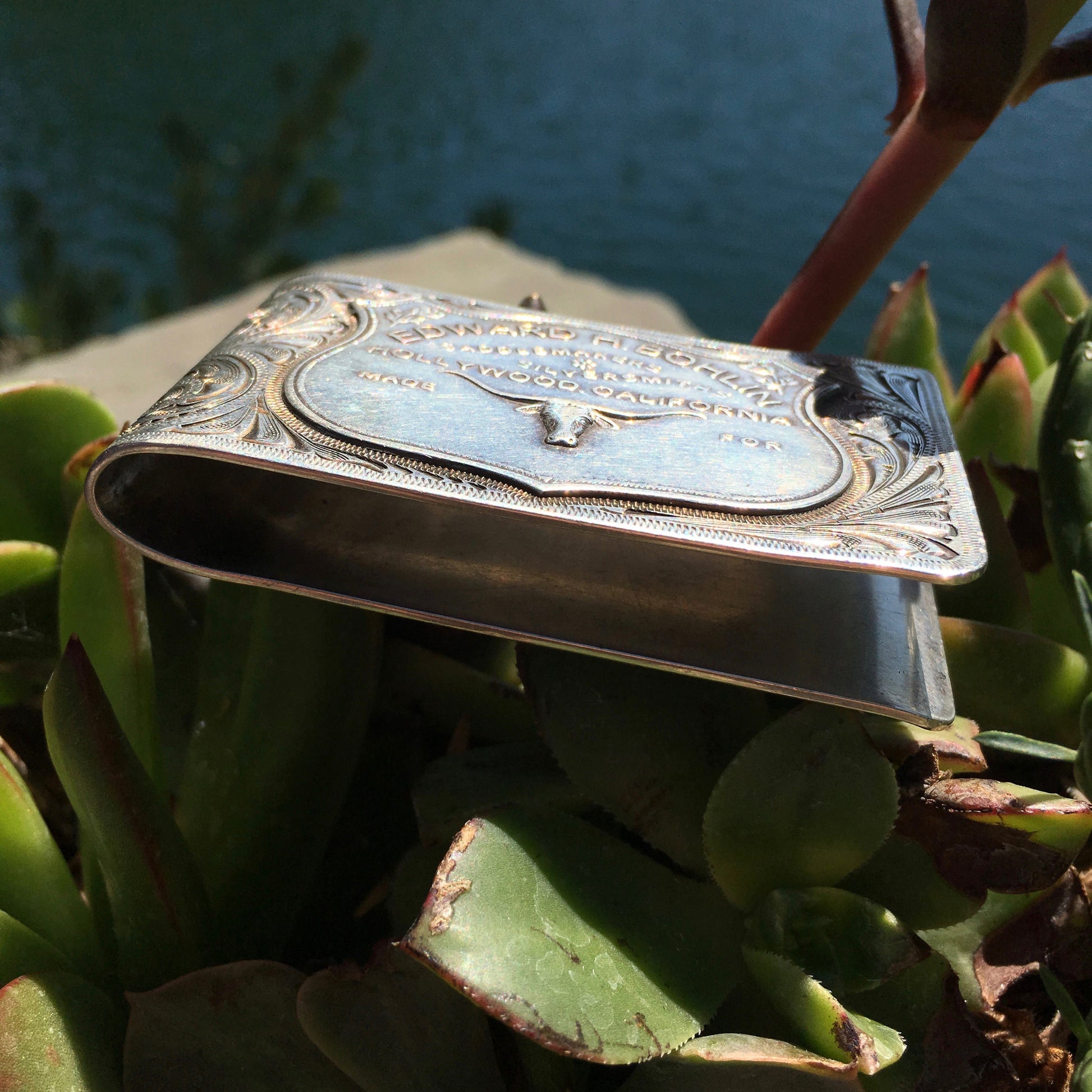 Edward H. Bohlin Hollywood California Sterling Silver Long Horn Money Clip MASSIVE - Hashtag Watch Company