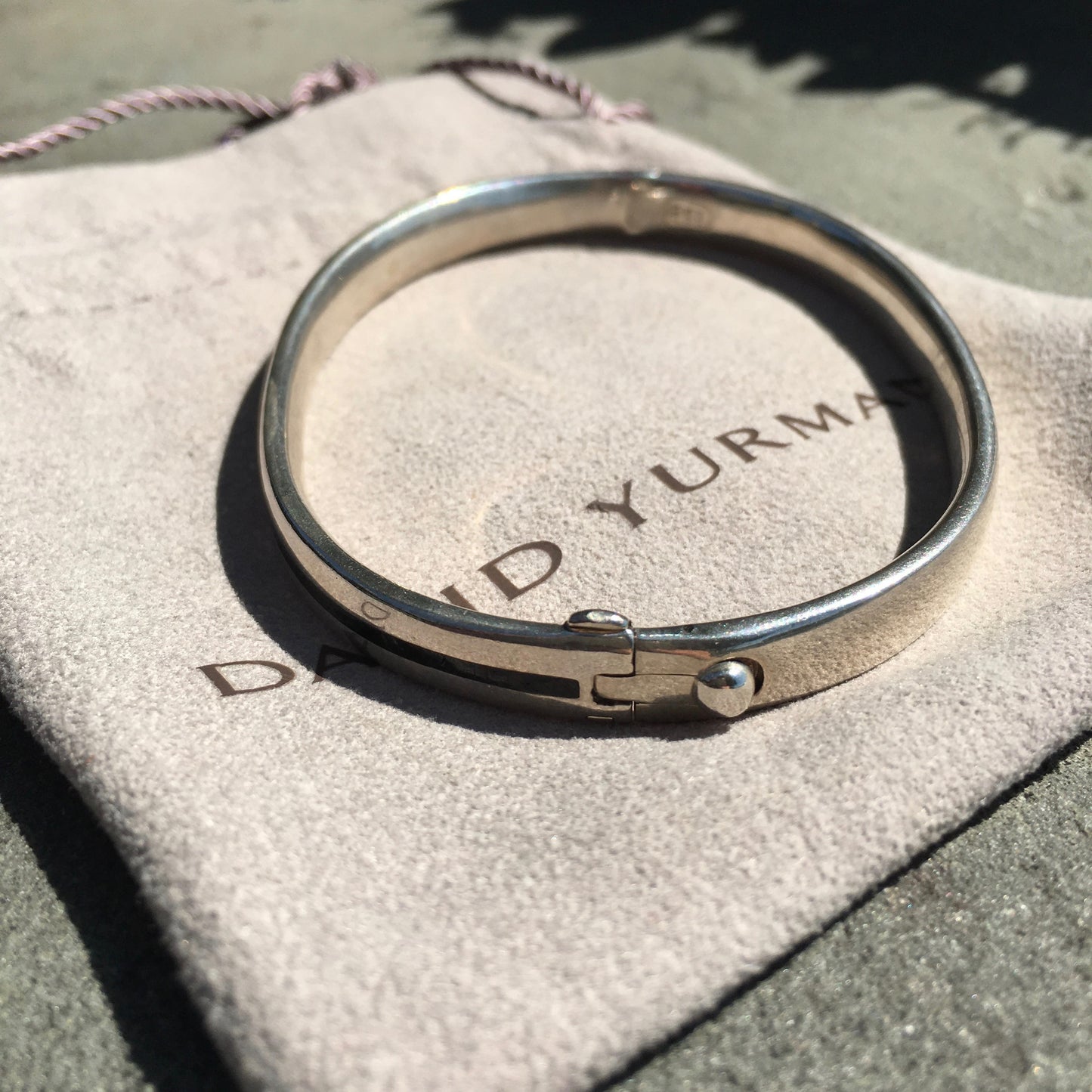 David Yurman Sterling Silver Gold Black Enamel Hinged Logo Bracelet Authentic - Hashtag Watch Company