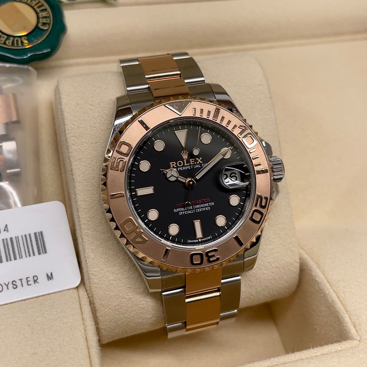 2020 Rolex Yachtmaster 268261 Everose Black Steel Oyster Wristwatch Box Papers - Hashtag Watch Company