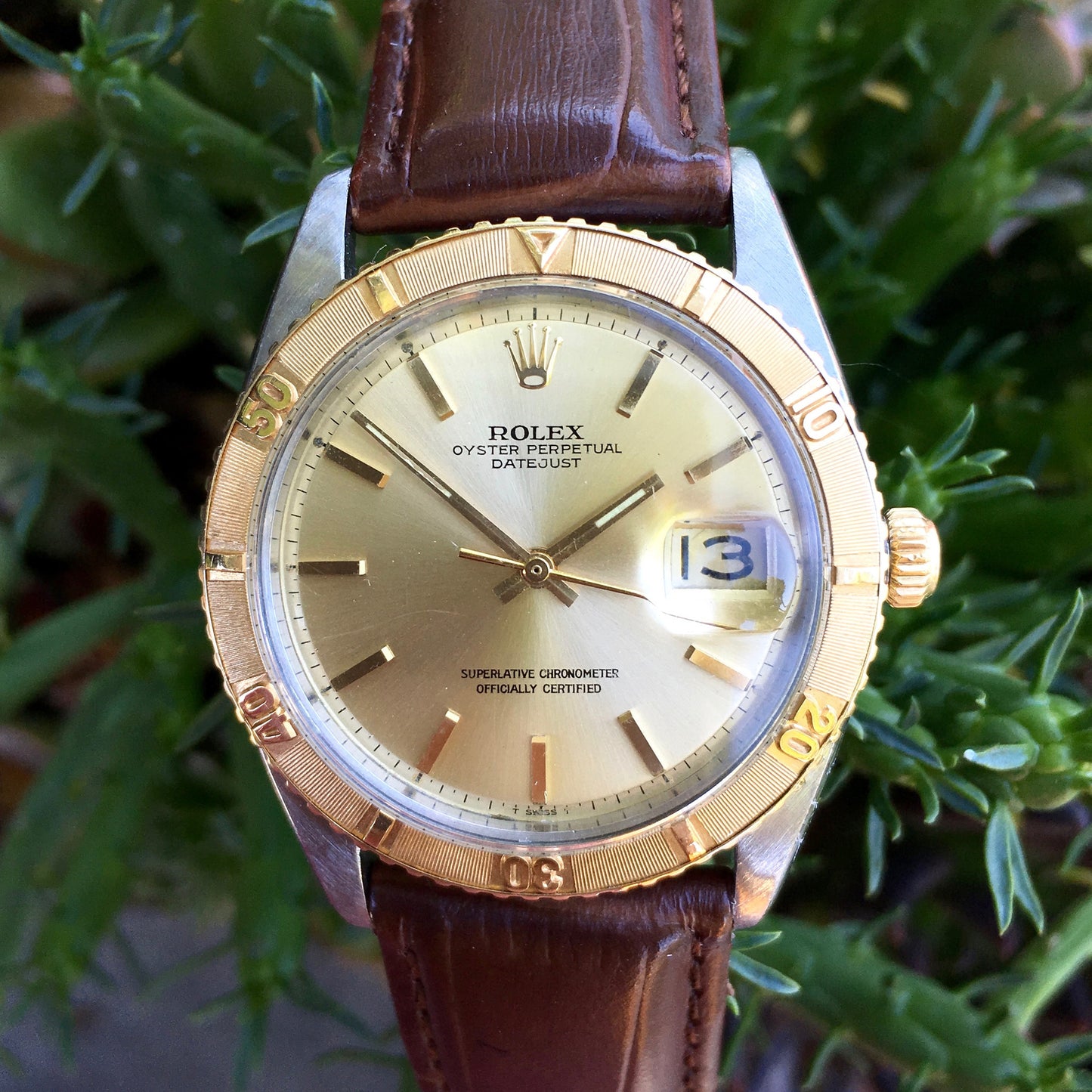 Vintage Rolex Thunderbird Datejust 1625 Champagne Two Tone 14K Steel 1964 Cal. 1570 Watch - Hashtag Watch Company